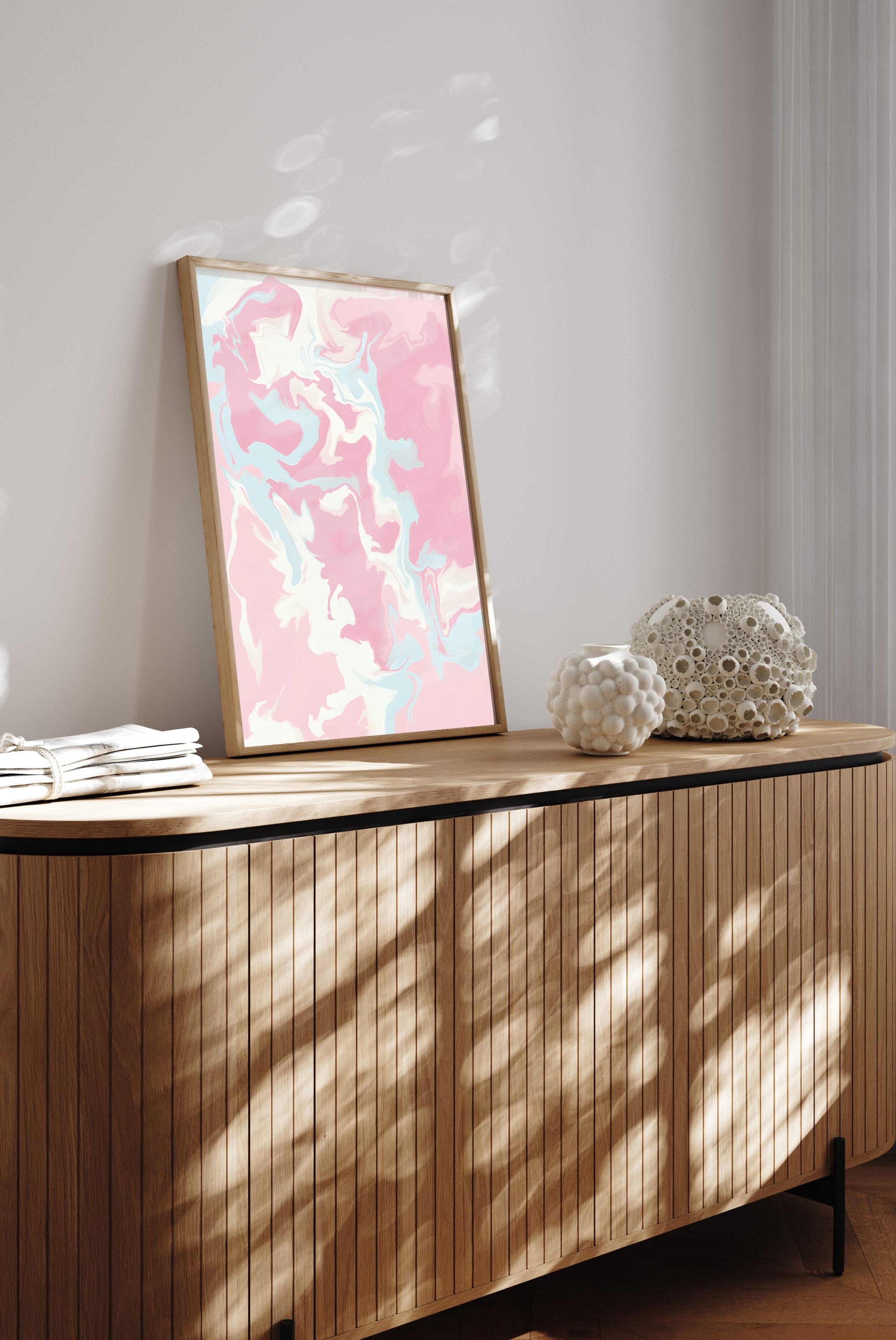 Thumbnail - queence Bild mit Rahmen "Wanddeko in Pastell" Abstrakt  Abstrakte  Formen  Gemälde  Kunst 1 Stk. tlg. Kunstdruck in Past...