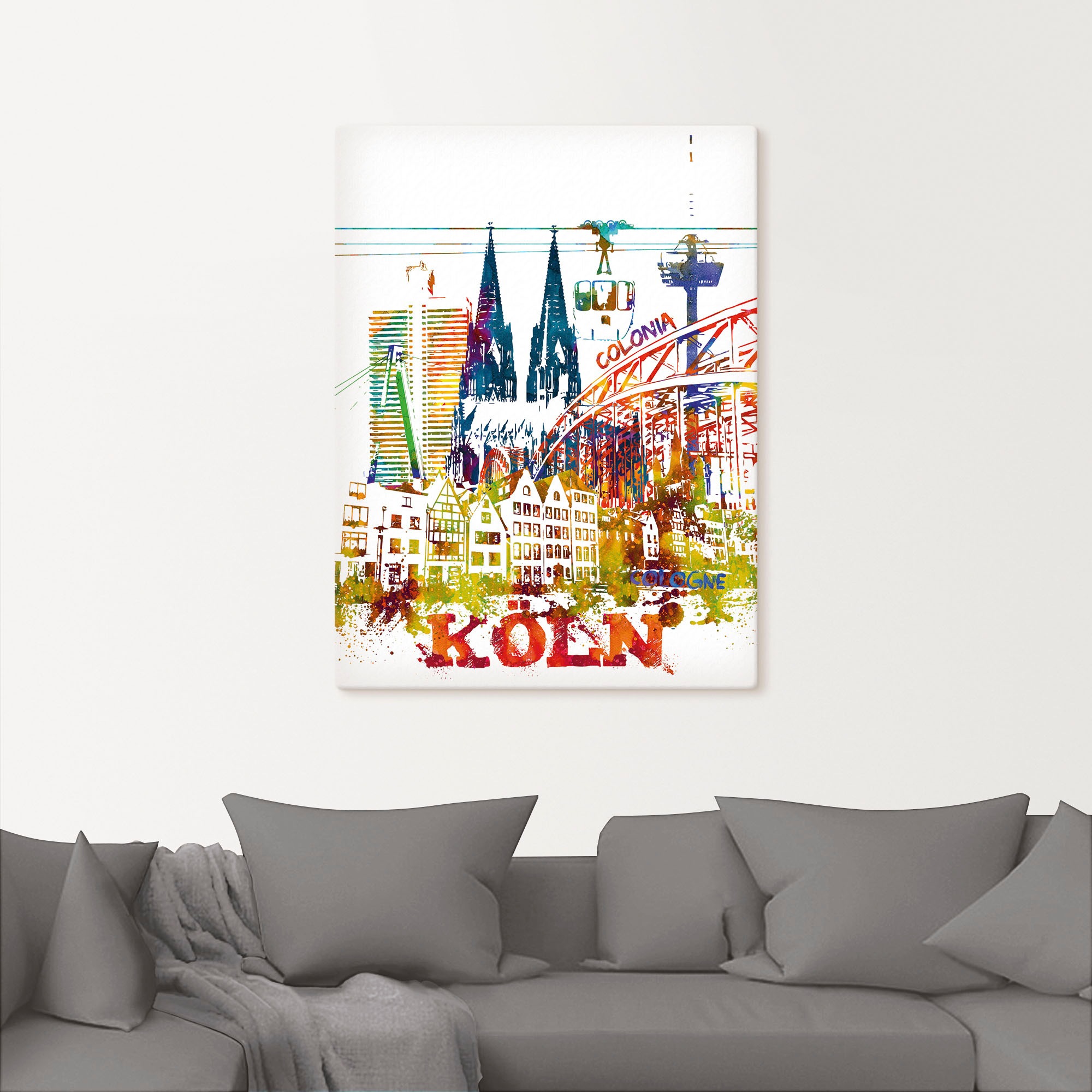 Thumbnail - Artland Leinwandbild "Köln Dom Grafik" Köln 1 Stk. tlg. auf Keilrahmen gespannt