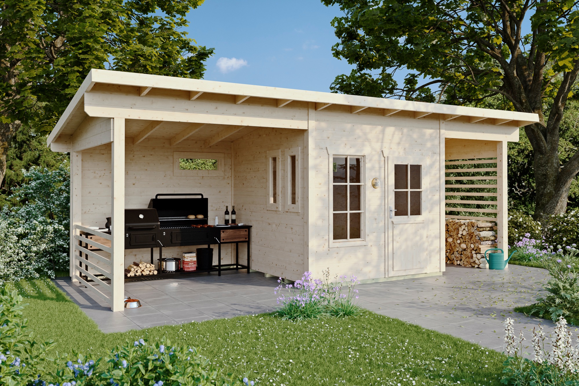 Skan Holz Gartenhaus Namur 690 cm x 250 cm Natur Unbehandelt günstig online kaufen
