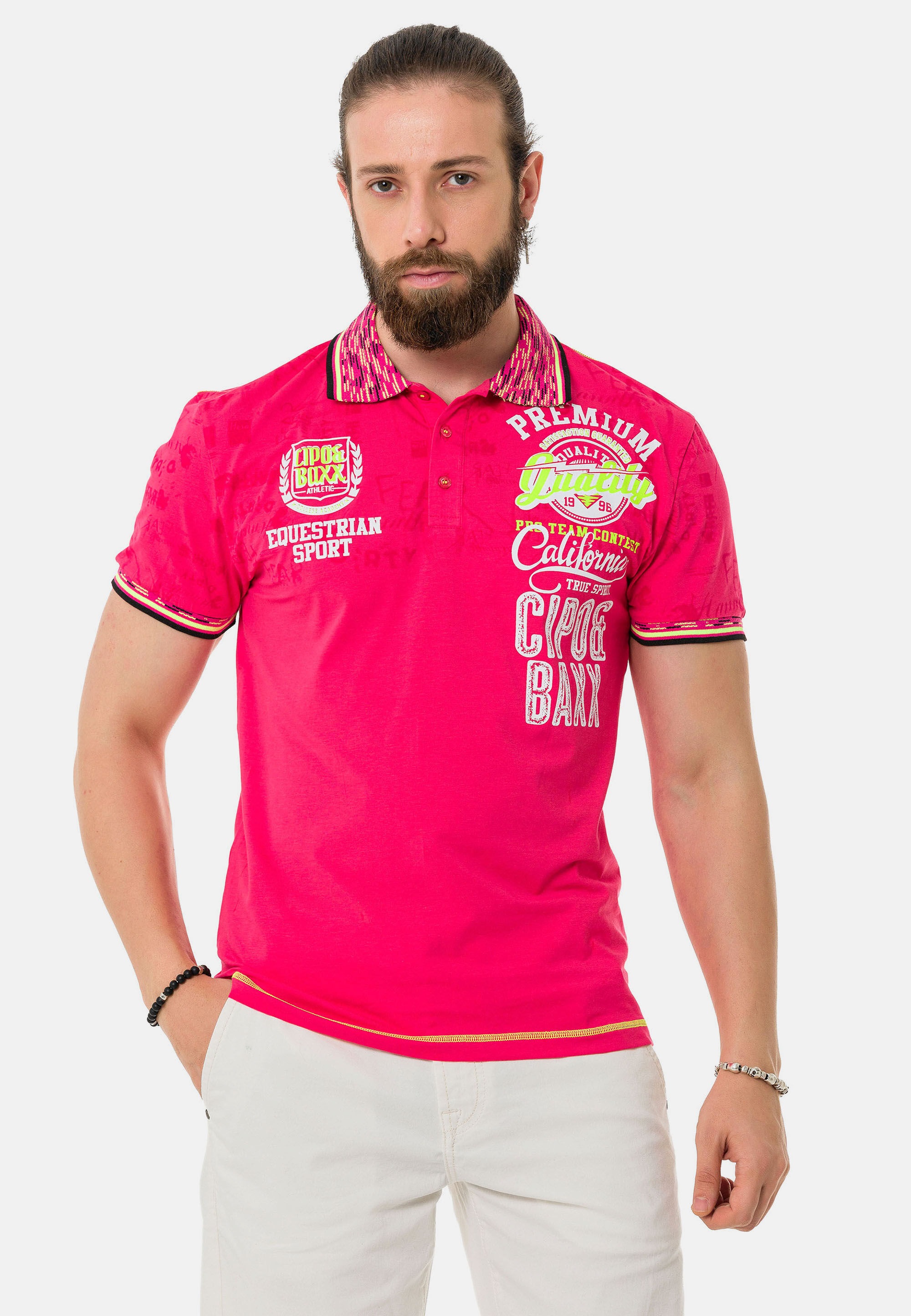 Cipo & Baxx T-Shirt "Poloshirt" mit stylischem Print günstig online kaufen