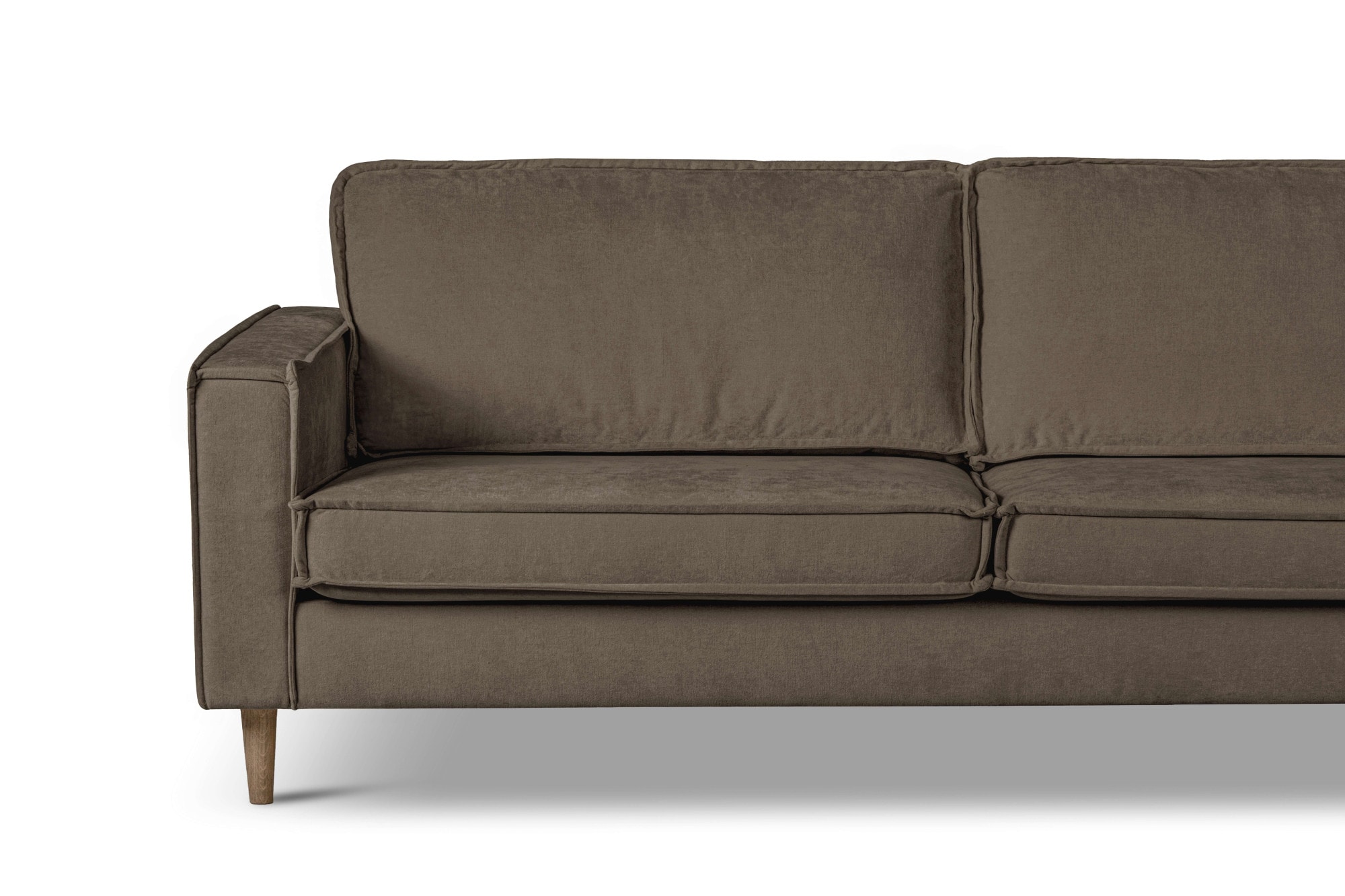 Home affaire Ecksofa »Pinto Skandi, 290 cm, Chenille, Struktur, Ottomane links / rechts« mit Keder, Massivholzfüße Eiche geräuchert, Wellenunterfederung