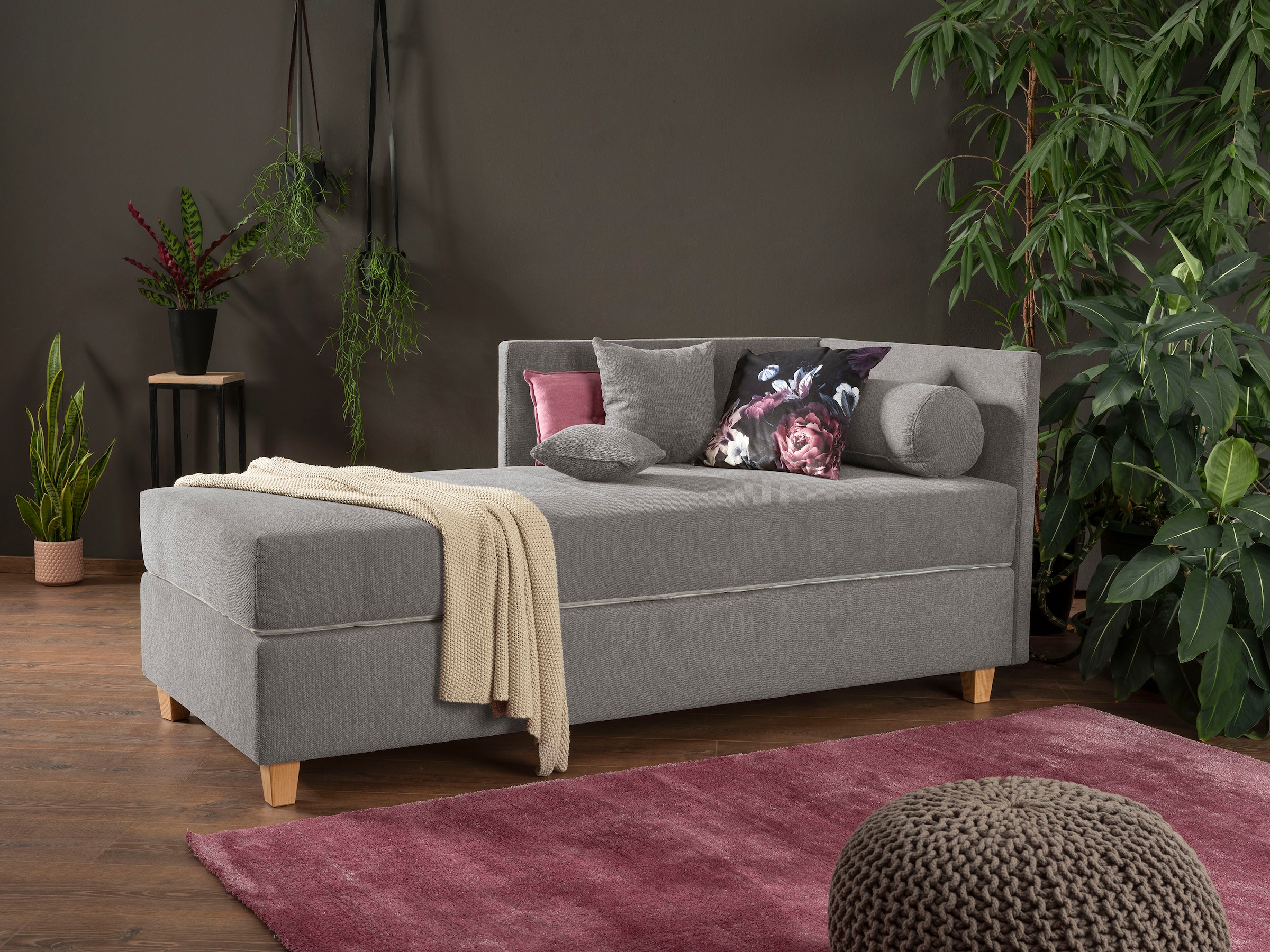 alina Schlafsofa »Kona«, 7-Zonen Taschenfederkernmatratze, Zierkissen-Set und Schlummerrollen