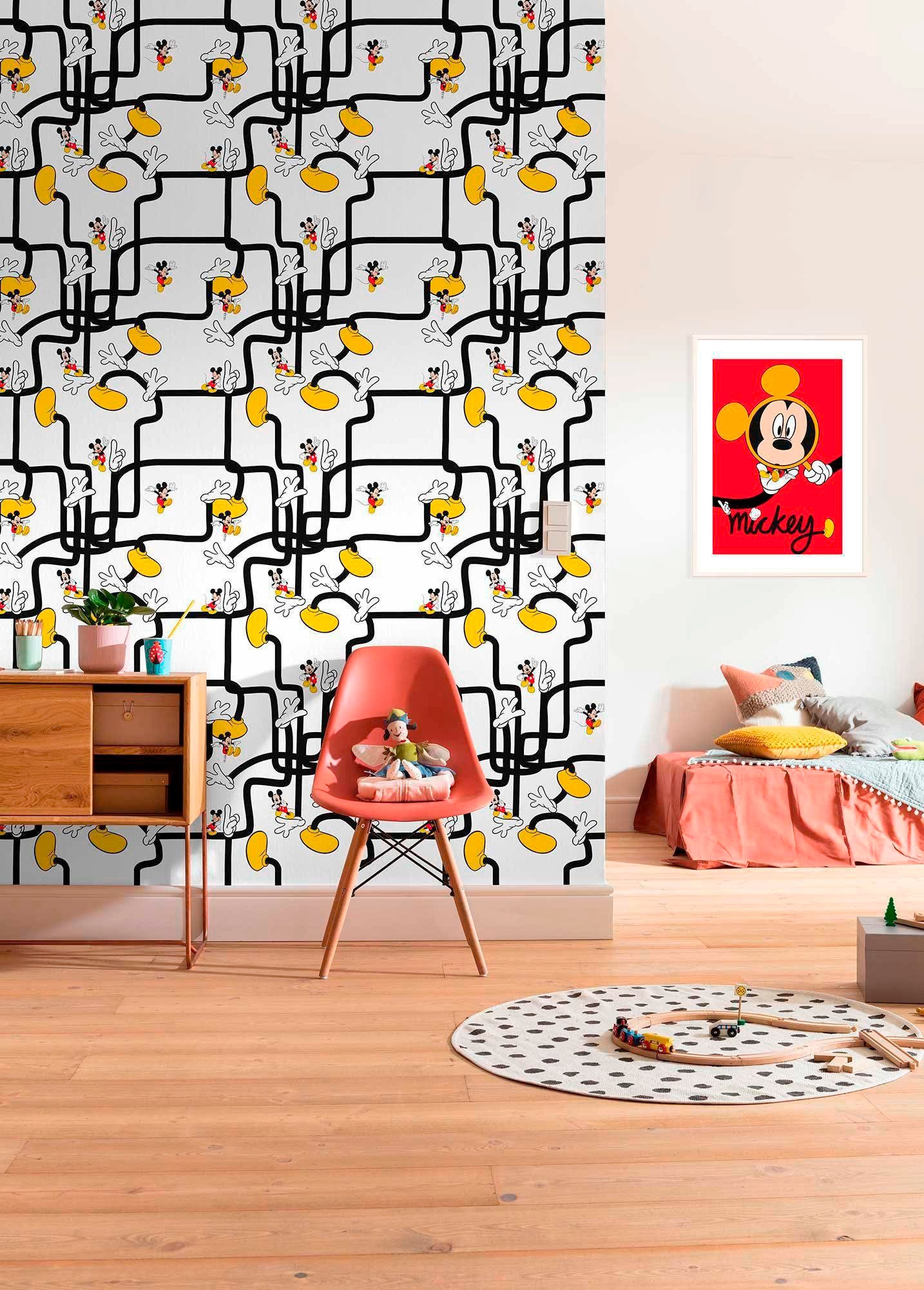 Komar Vliestapete »Digitaldruck Vlies - Mickey Mouse Foot Labyrinth - Größe 200 x 280 cm«, bedruckt, Kinderzimmer
