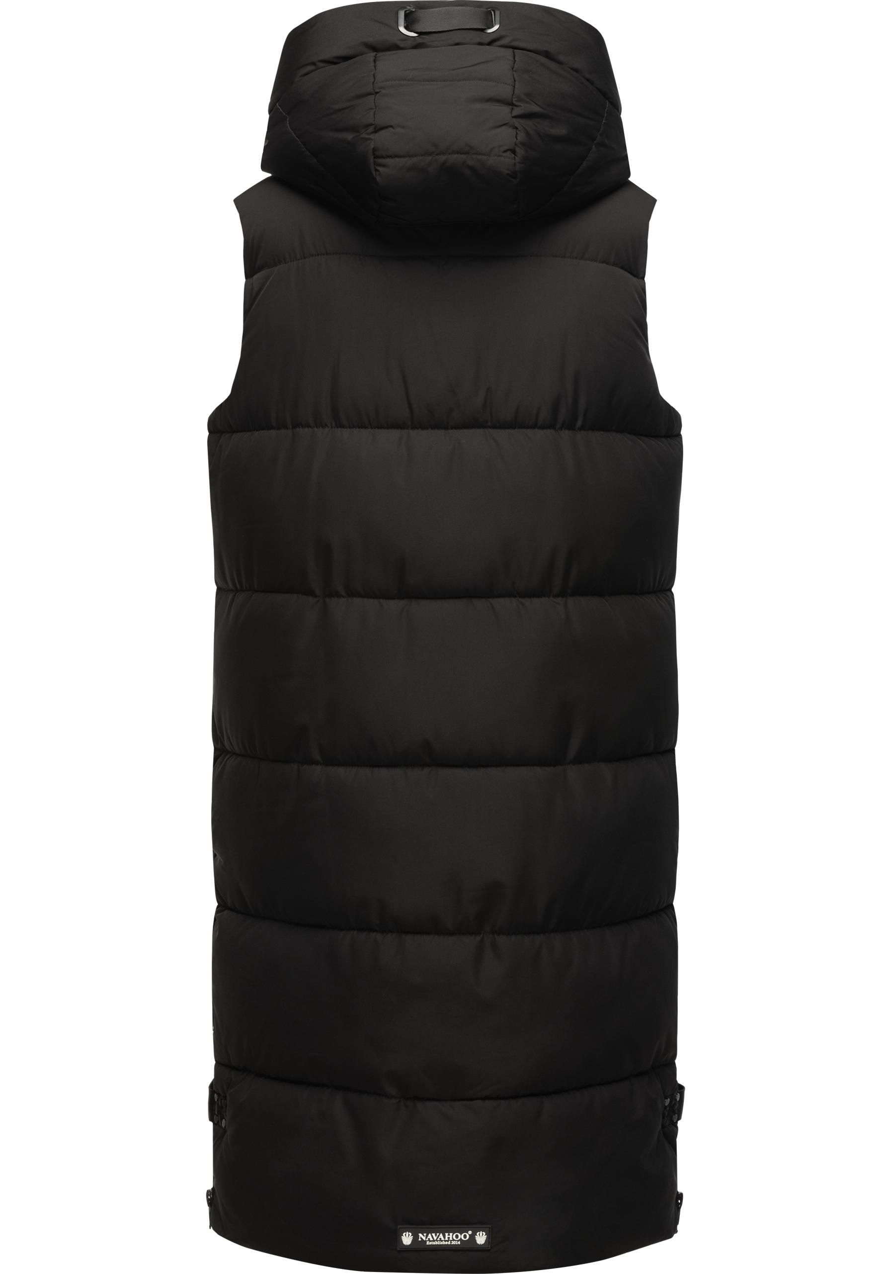 Thumbnail - Navahoo Steppweste "Schnuffelchen" 1 Stk. warme Damen Outdoor-Weste lang mit Kapuze