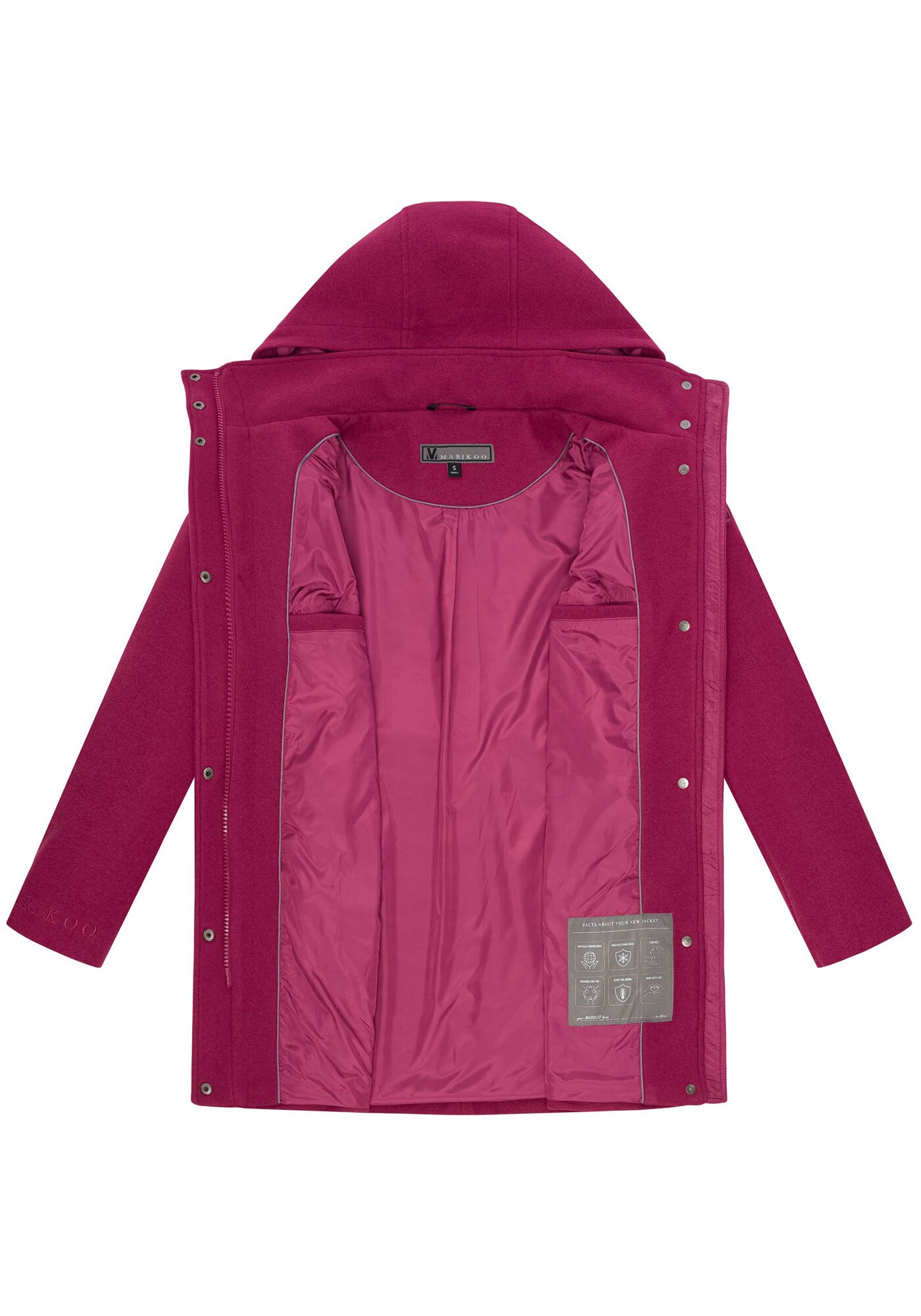Marikoo Kurzmantel »Katalinaa«, Eleganter Wickel Mantel mit Taillengürtel und Oversized Hood Kapuze