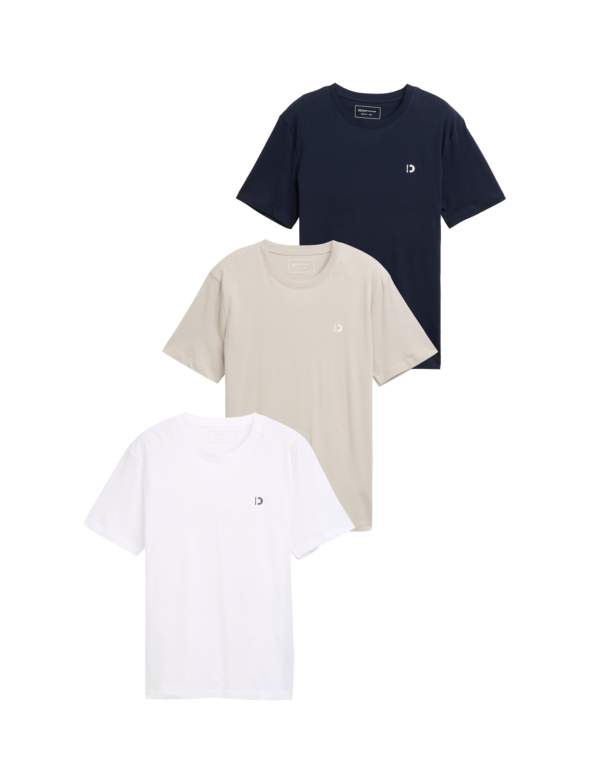TOM TAILOR Denim T-Shirt Packung, 3 Stk. tlg. mit Logo Print günstig online kaufen