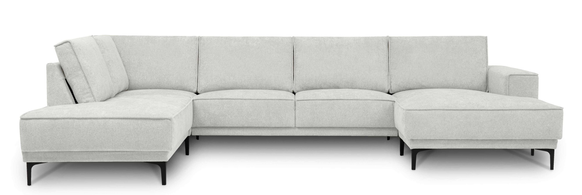 Places of Style Wohnlandschaft »XXL Sofa Oland, Struktur, Flachgewebe, Luxus-Microfaser, Boucle«, U-Form, 345 cm, Wellenunterfederung, Skandi-Design, Metallfüße