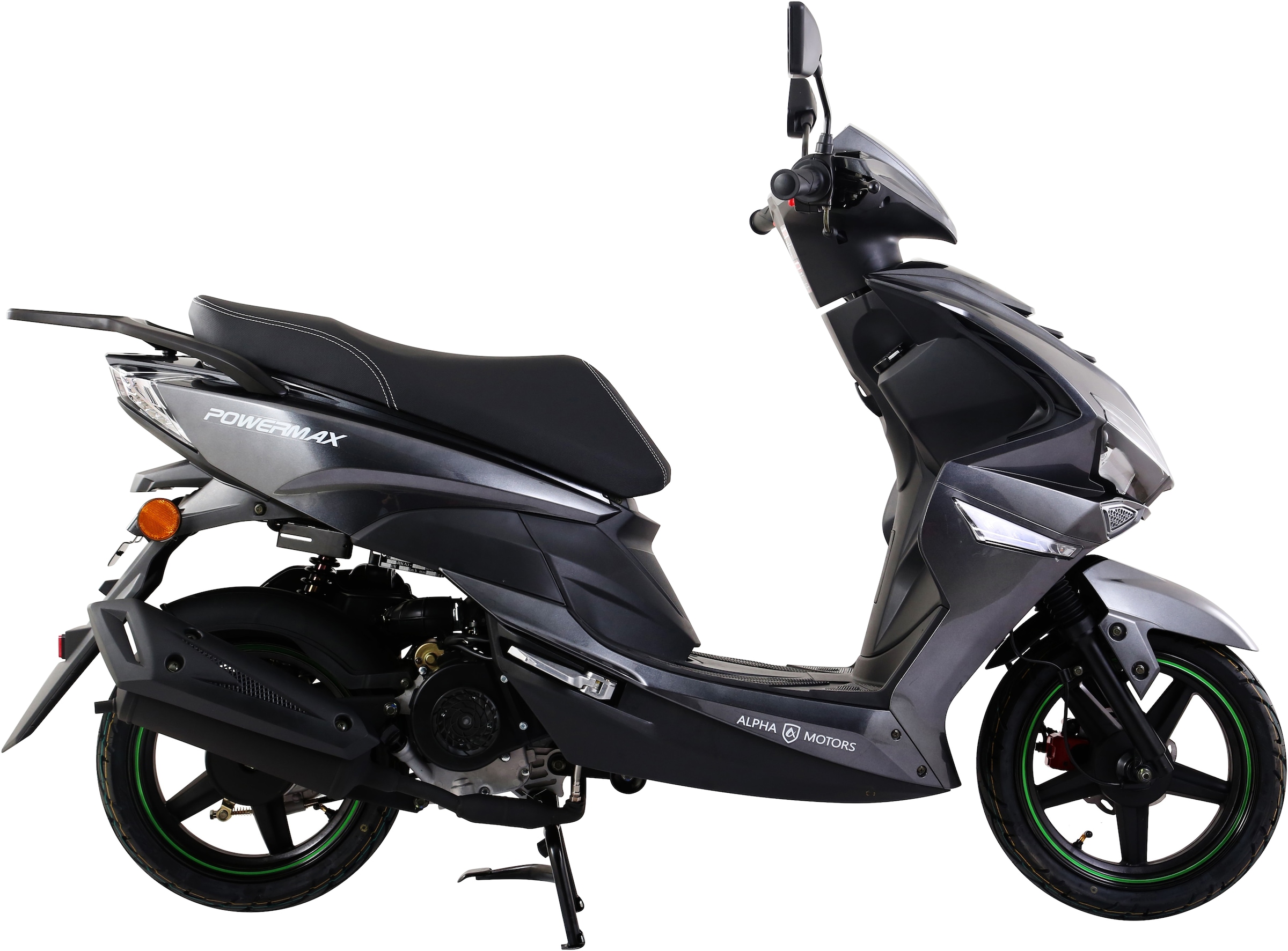 Alpha Motors Mofaroller »Powermax 50 ccm 25 kmh EURO 5 dunkelgrau (mit/ohne Topcase)«, 50 cm³, 25 km/h, Euro 5, 2,6 PS