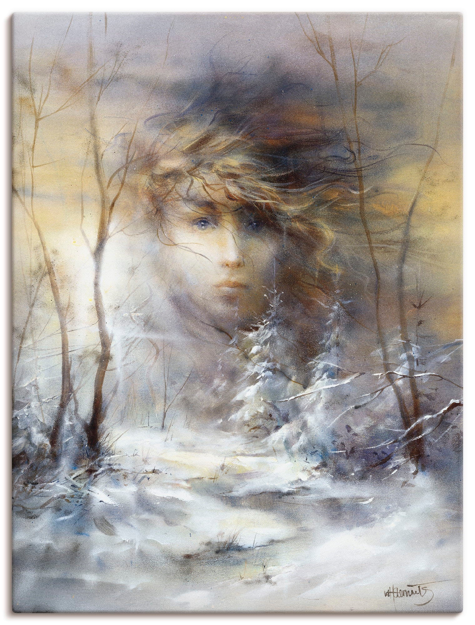 Leinwandbild »Winter«, Frau, (1 St.), auf Keilrahmen gespannt