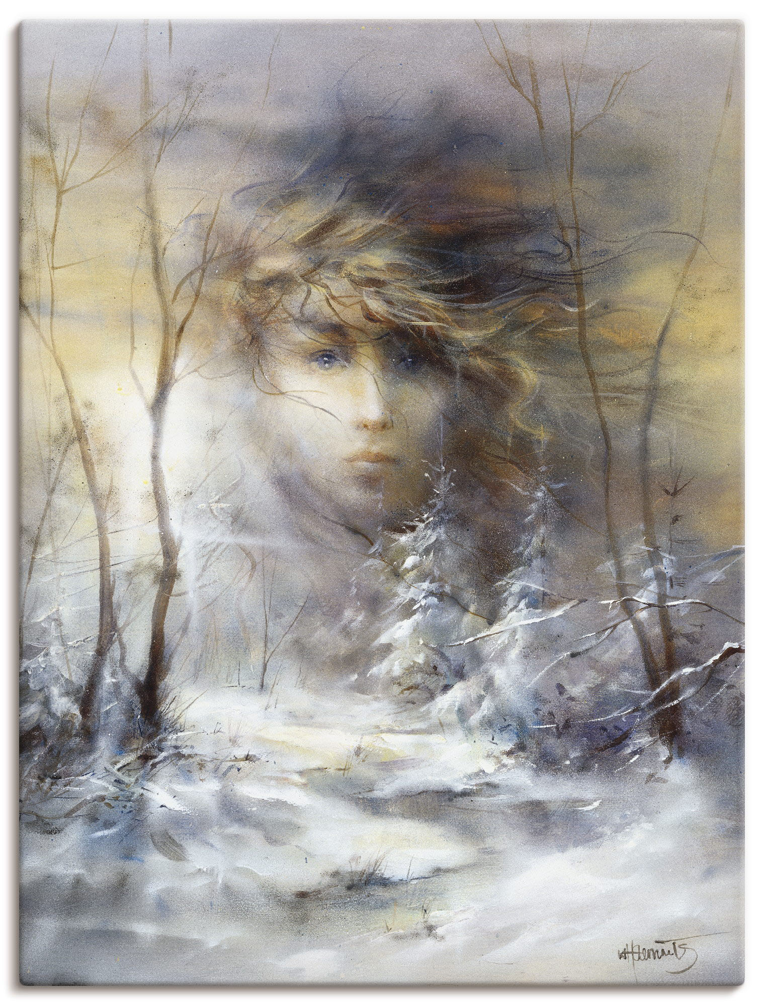 Artland Leinwandbild "Winter" Frau 1 Stk. tlg. auf Holzrahmen gespannt