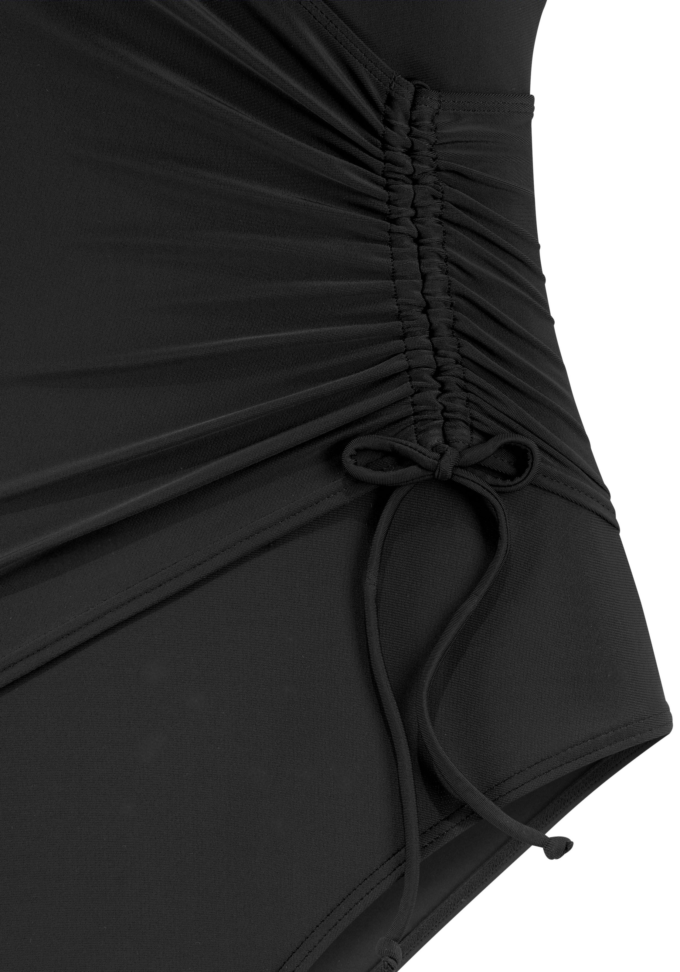 Badeanzug LASCANA "Cillo", Damen, Gr. 44, Cup C, schwarz, Polyamid, unifarben, Badeanzüge Badeanzug, mit edler Raffung 3