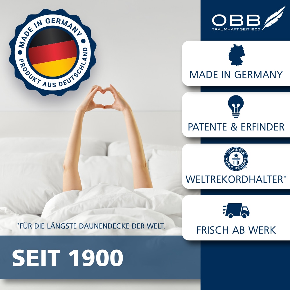 OBB Daunenbettdecke »Emilias, Bettdecken für Sommer und Winter, Ganzjahresdecke« leicht Füllung 90% Daunen, 10%Federn 1 Stk. tlg. Bettdecke 135x200 cm, 155x220 cm, weitere Größen, Made in Germany
