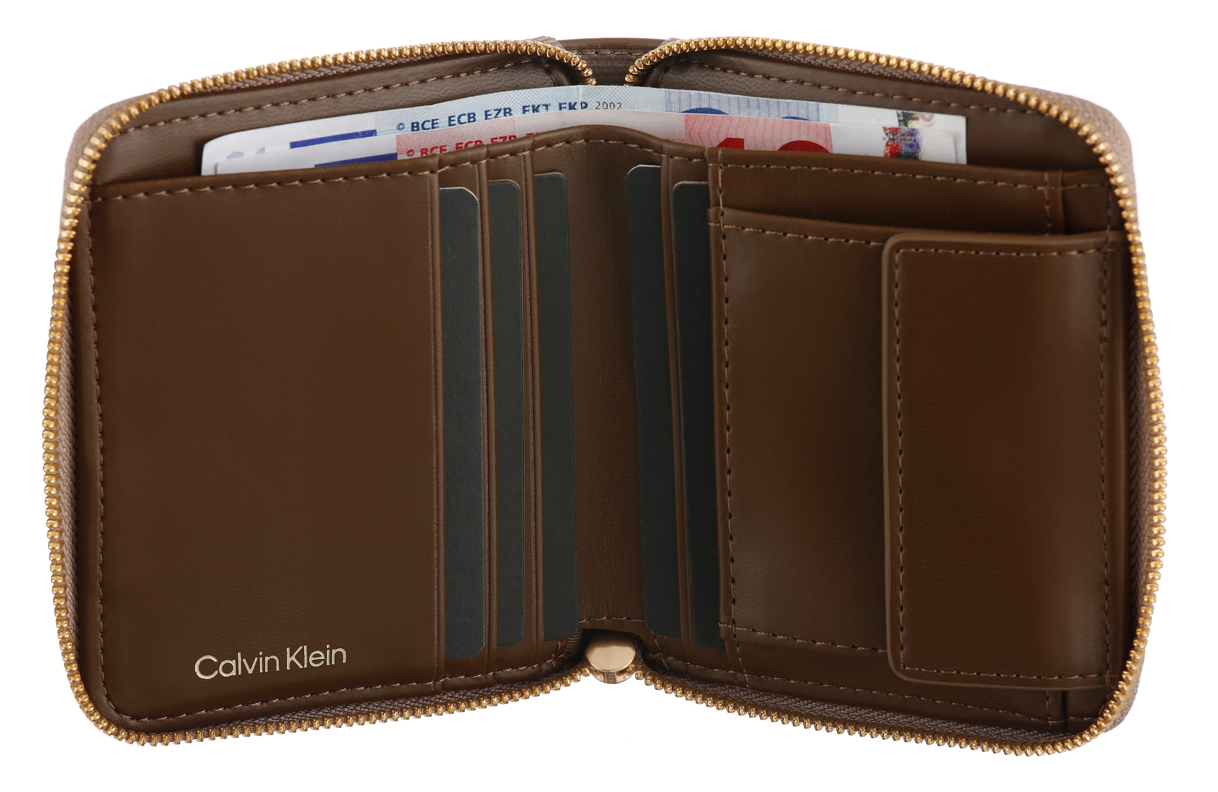 Calvin Klein Geldbörse »AOP SQUARE ZIP AROUND« Geldbeutel, Damen Portemonnaie mit Monogramm-Print