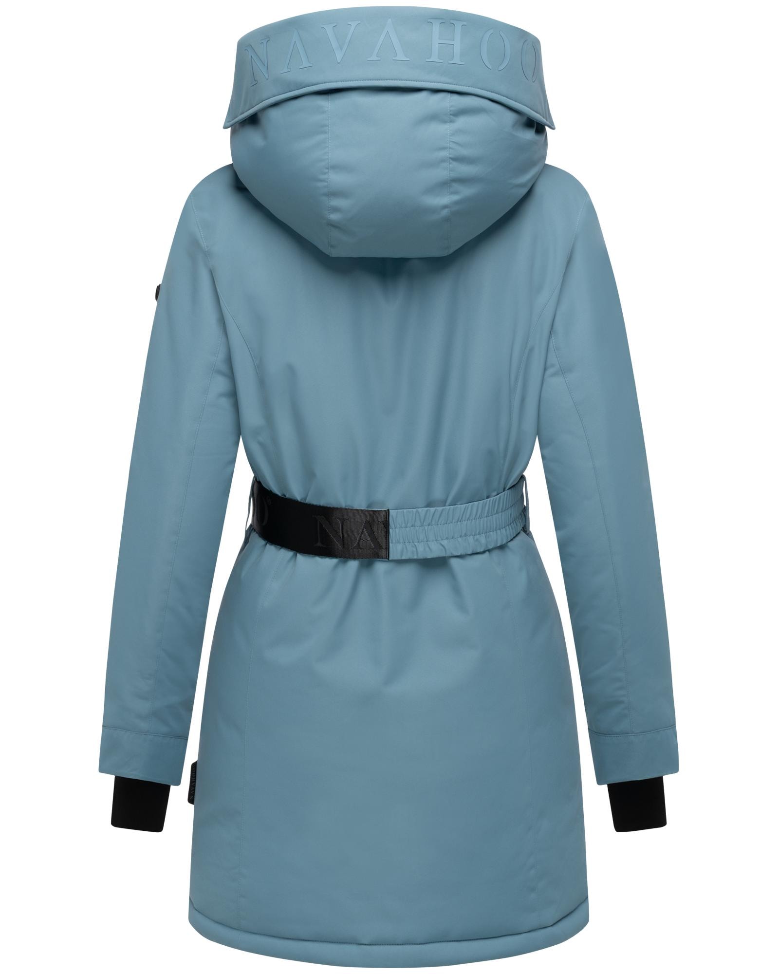 Navahoo Wintermantel »Frostkuss 14«, Warmer Damen Mantel mit abnehmbarer Kapuze und Taillengürtel