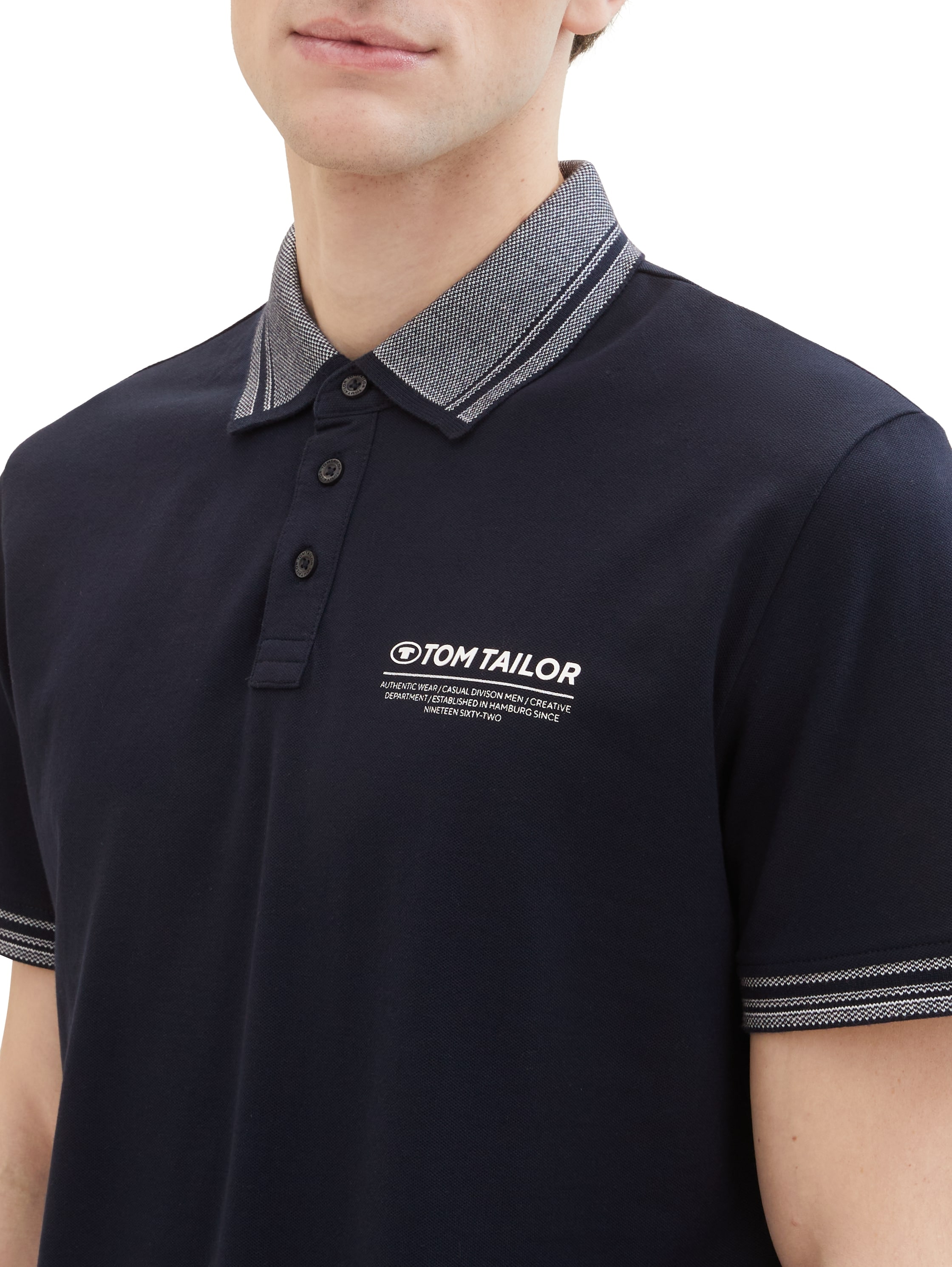 TOM TAILOR Poloshirt, mit Logo-Schriftzug auf der Brust