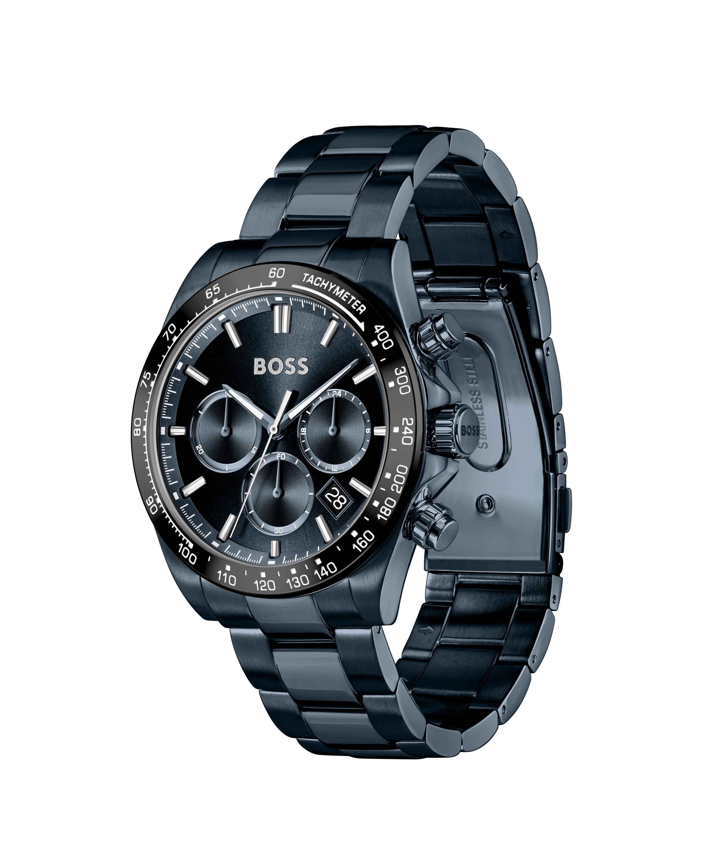 BOSS Chronograph »HERO 2.0«, Quarzuhr, Armbanduhr, Herrenuhr, Edelstahlarmband, analog, Tag