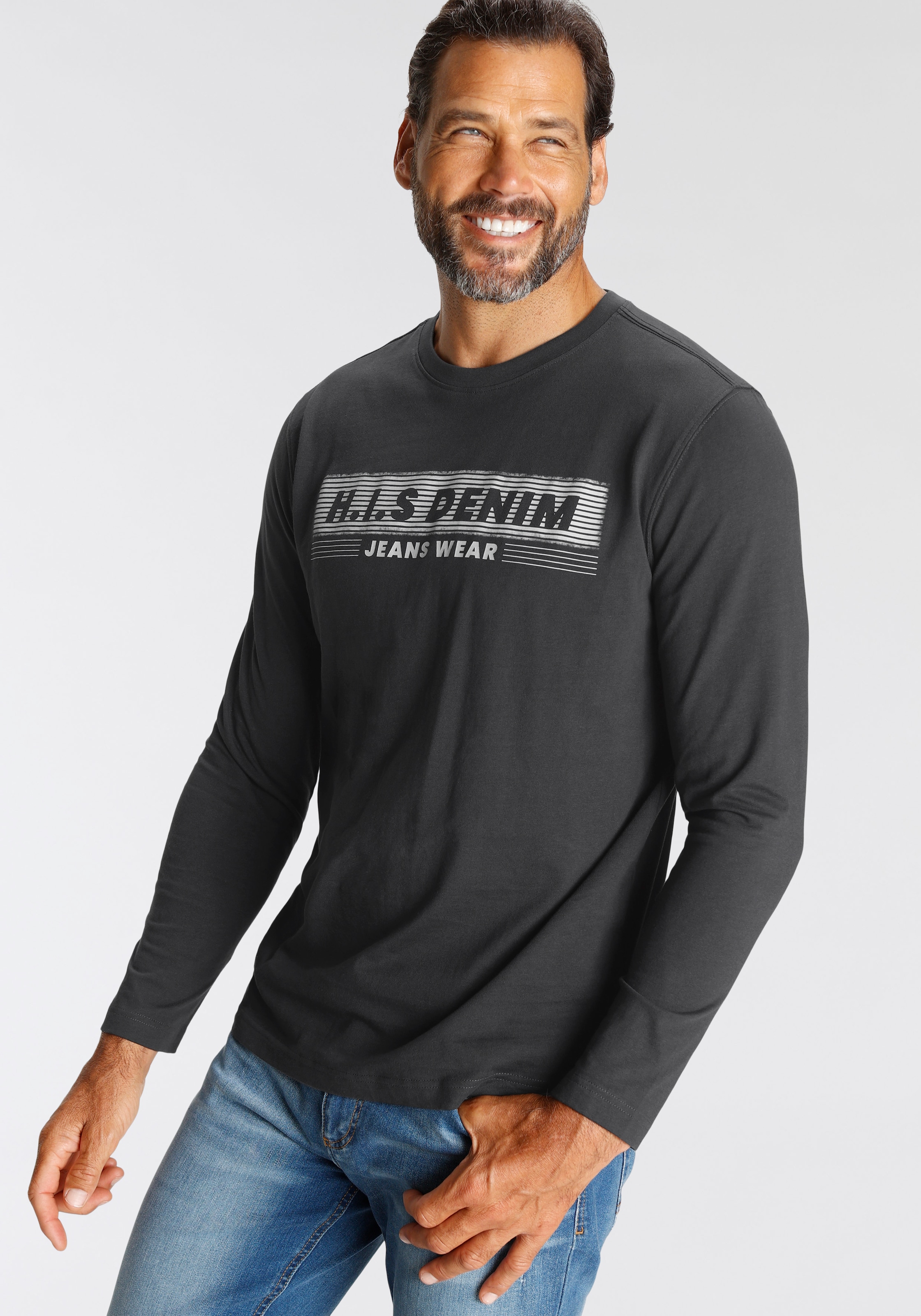 H.I.S Longsleeve su Brustprint priekyje