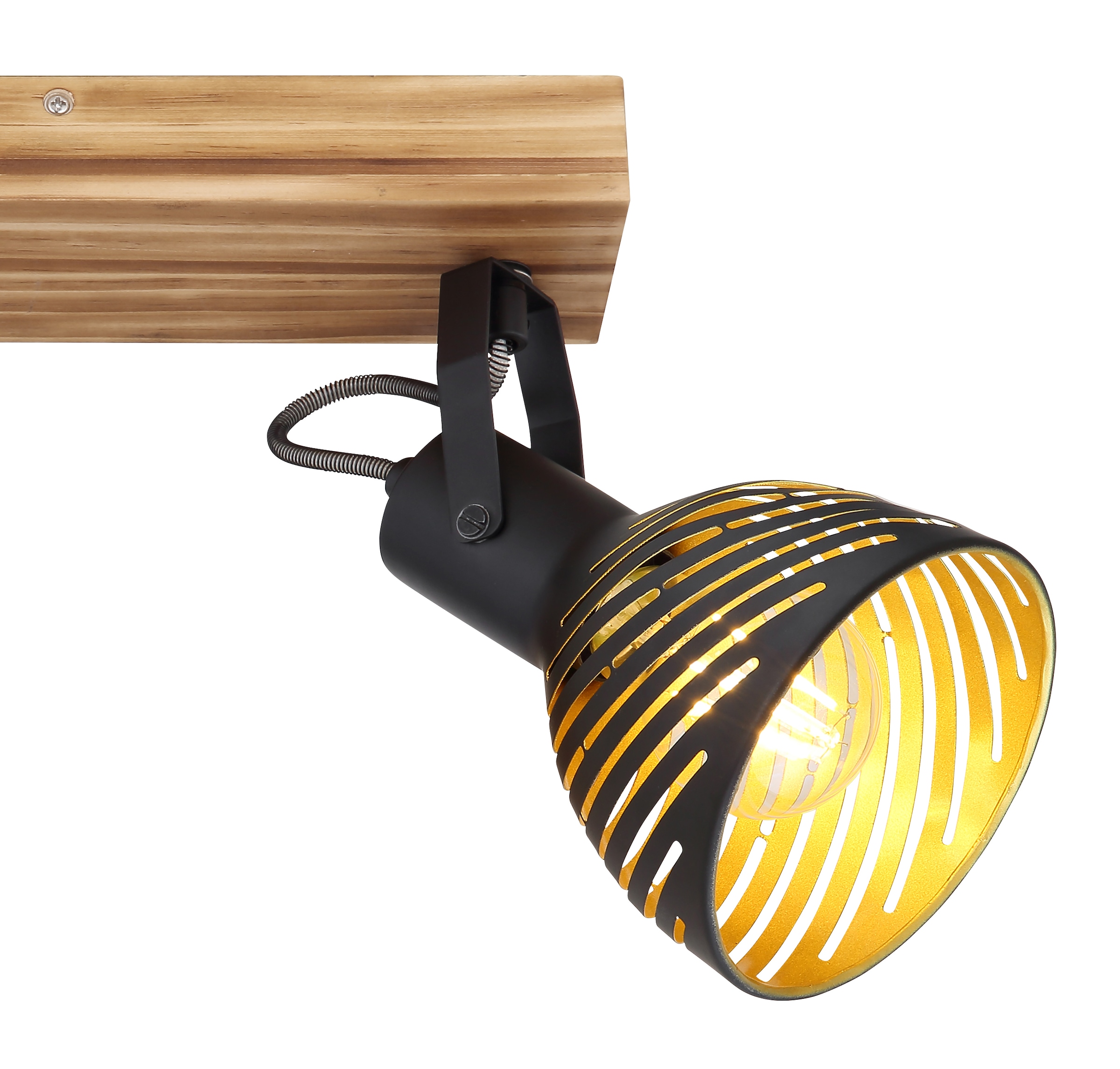 GLOBO LIGHTING Deckenstrahler »LENNA«, Leuchtmittel E27 | ohne Leuchtmittel, Deckenspot/Holz/goldfarben/Dekorschlitze/Flur