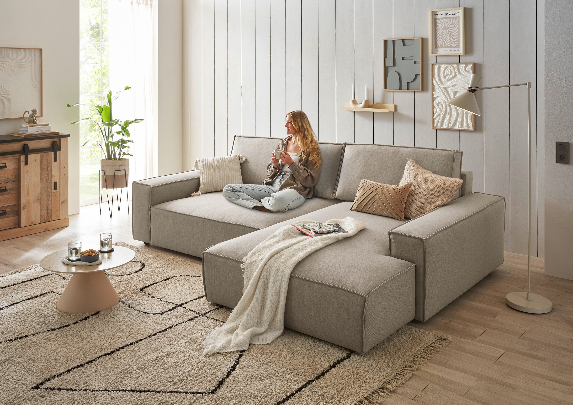 Home affaire "NEU: SHERWOOD XXL 284, Big-Sofa L-Form, tiefe Sitzfläche 95 c günstig online kaufen