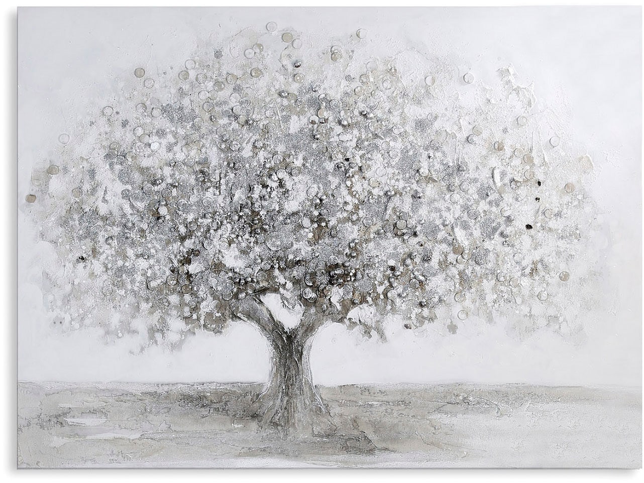 GILDE Leinwandbild »Bild rechteckig Big Tree grau; silberfarben H. 90 cm«, (1 St.)