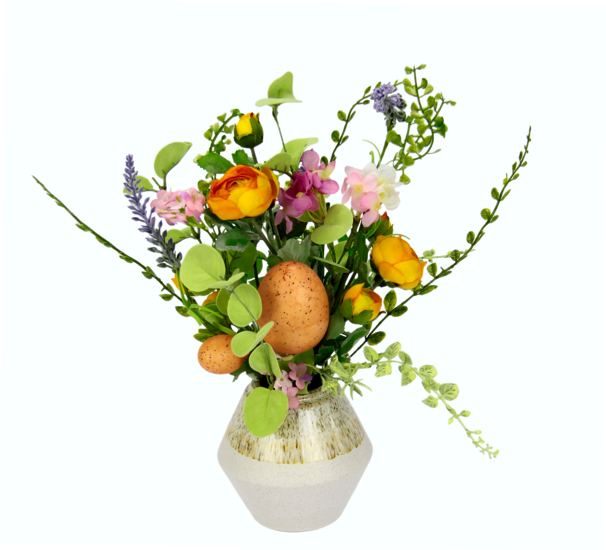 I.GE.A. Kunstblume »Mixed-Arrangement mit Ei«, Vase aus Keramik