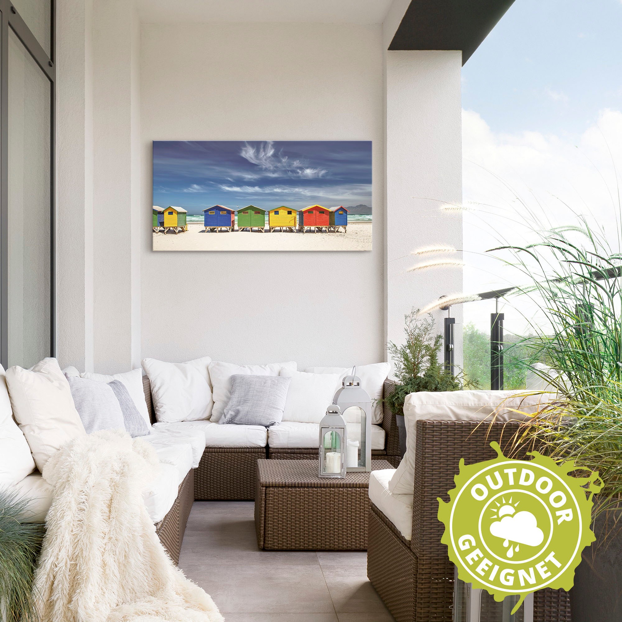 Artland Wandbild "Bunte Strandhäuser bei Kapstadt" Strandbilder 1 Stk. tlg. günstig online kaufen