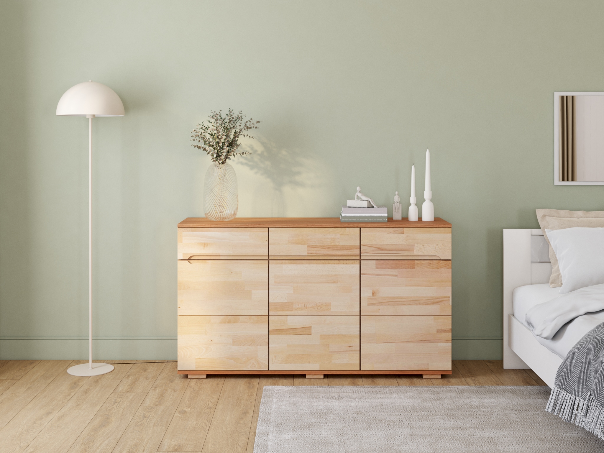 Home affaire Sideboard »VKB10: teilmassiv korpus Kernbuche, 6Fächer geschlossen, Stauraum« B/T/H:150/40/85cm, 3verstellbare boden, 3 Schubladen, Fronten massiv