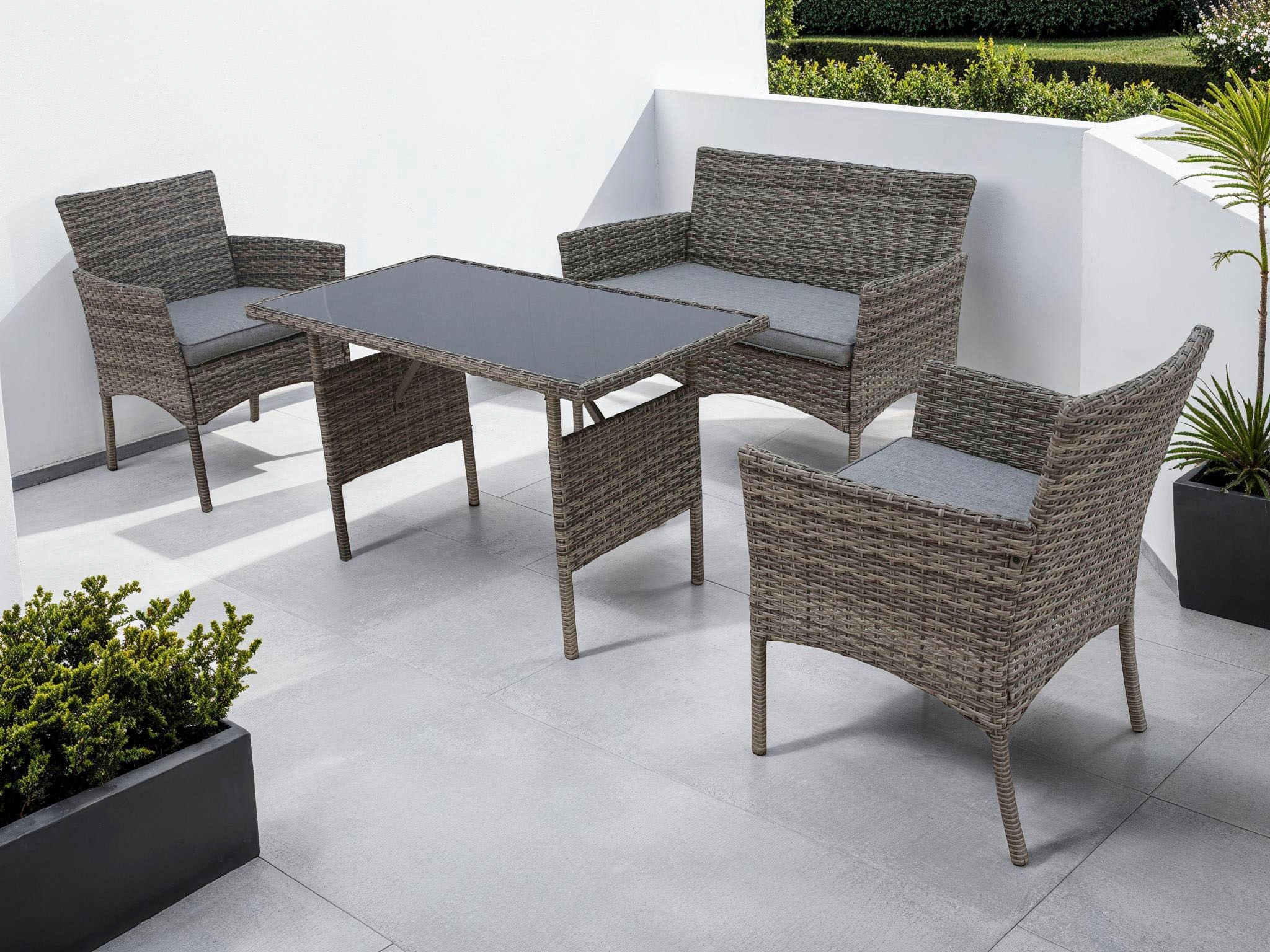 KONIFERA Gartenlounge-Set "Balkonset "Ronda"" Set, 1x2er Sofa, 2 Sessel, Ti günstig online kaufen