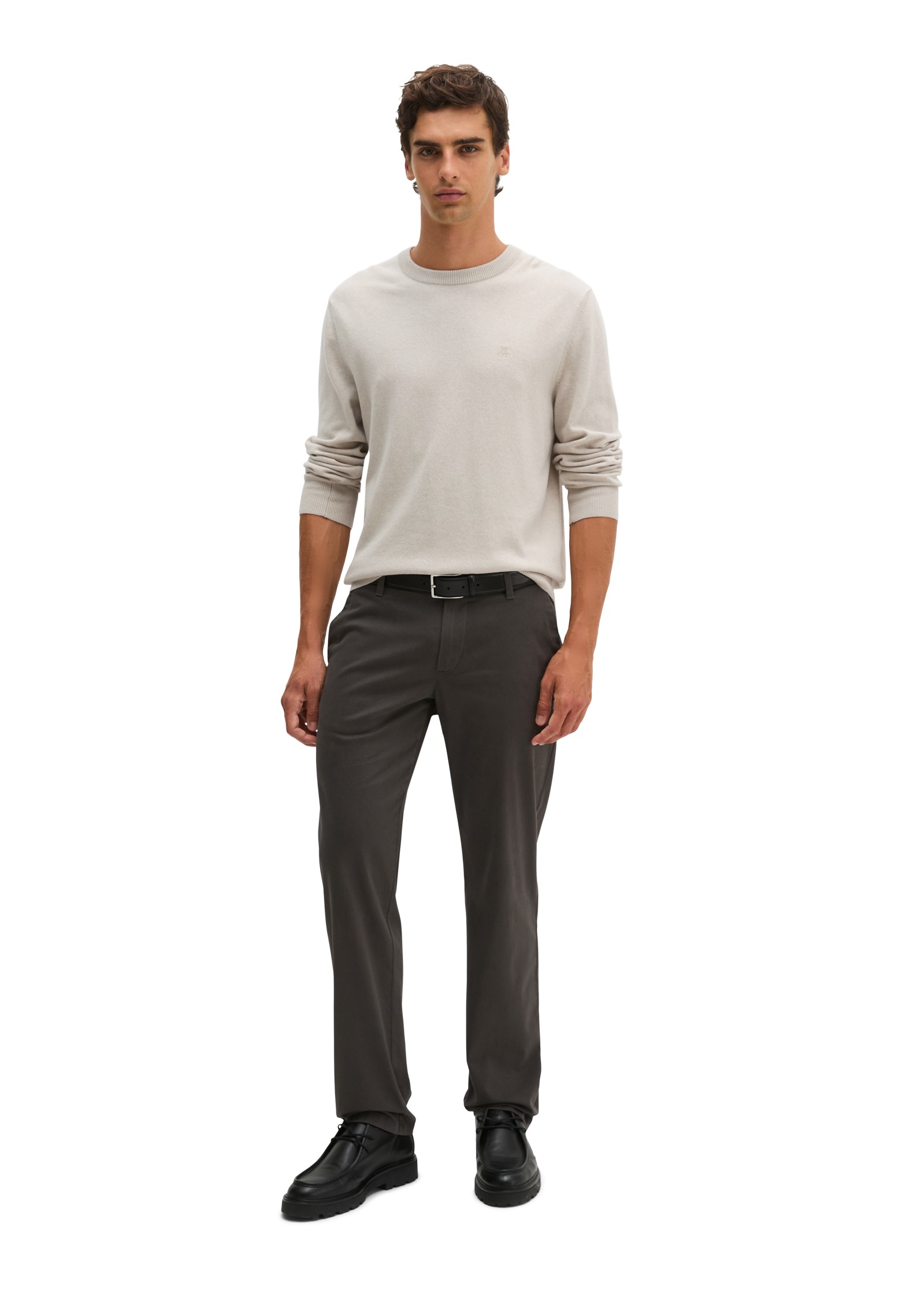 Marc O'Polo Langarm-Poloshirt regular aus softem Bio-Bauwoll-Schurwoll-Mix