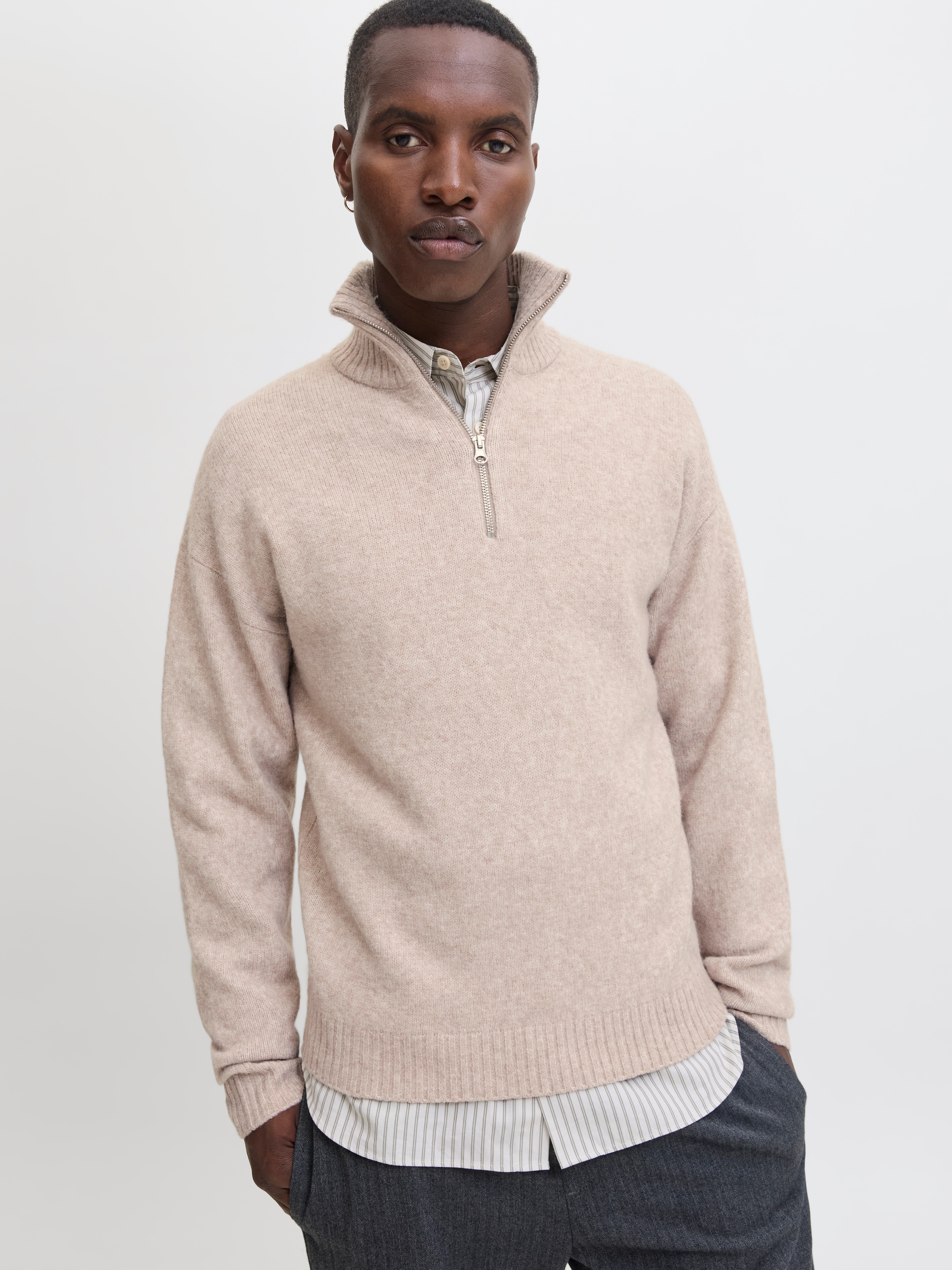 Jack & Jones Troyer "JJESOHO OLLIE KNIT HALF ZIP SN" Materialmix, relaxed f günstig online kaufen