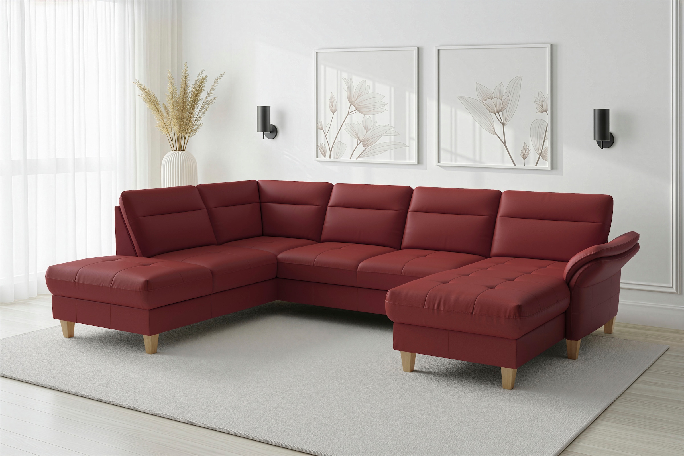 sit&more Wohnlandschaft "Pamela U-Form, B: 292 cm, optional Schlaffunktion & Bettkasten, Leder"