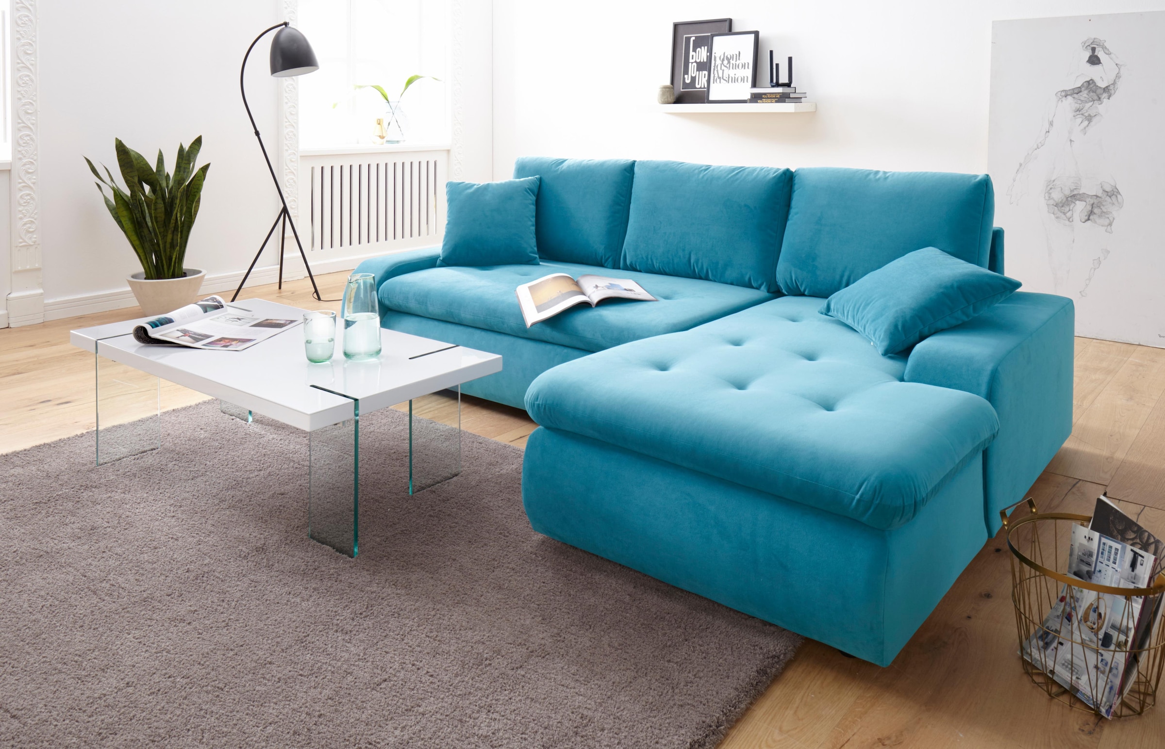 TRENDMANUFAKTUR Ecksofa »Indie II, tolle Detailverarbeitung, bequem und komfortabel im Sitz«, XL und XXL, wahlweise mit Bettfunktion, L-Form