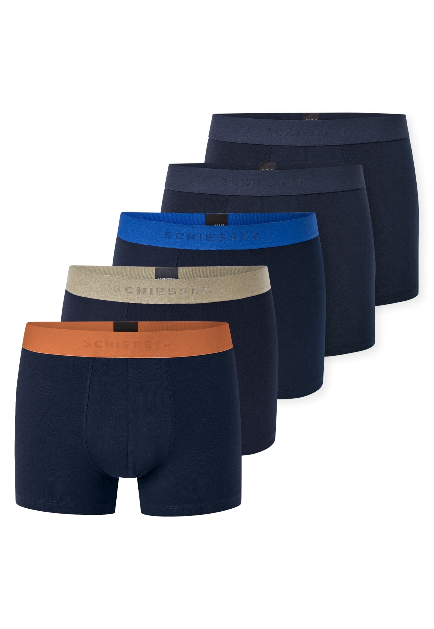 SCHIESSER Herren Boxershorts "95/5 Multipacks", Gr. 8, blau, Single Jersey, Obermaterial: 95% Baumwolle, 5% Elasthan, Unterhosen, ohne Eingriff,