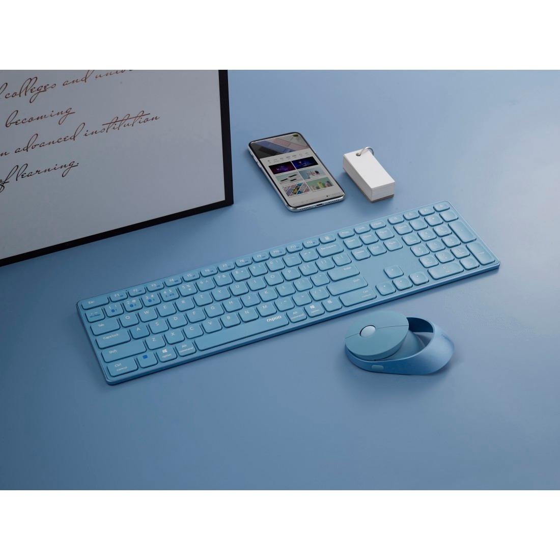 Rapoo Tastatur- und Maus-Set »9850M Kabelloses Multi-Mode-Deskset, DE-Layout, 2.4 GHz, 1600 DPI«