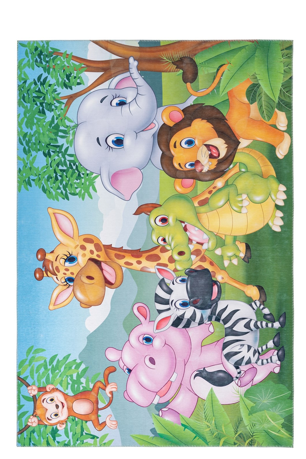 Kinderteppich KAYOOM "Sympathy Kids 249", multi, B:160cm H:5mm L:230cm, Polyester, Teppiche, Kinderteppich, Kurzflor, Modernes Muster, Fußbodenheizungsgeeignet, Zebra, Dschungel
