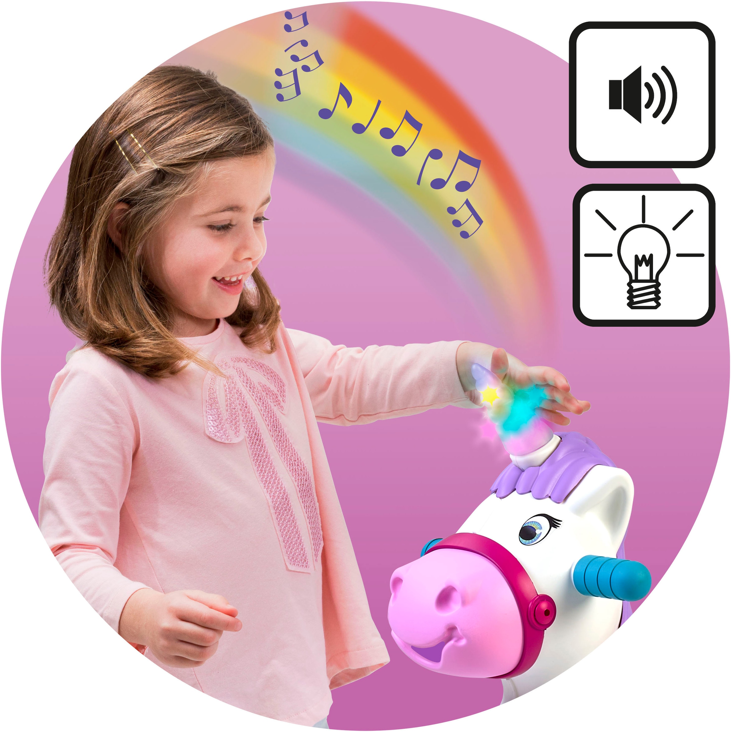 Feber® Schaukeltier »Feber Baby Unicorn 2in1«, mit Licht- und Soundeffekt; Made in Europe