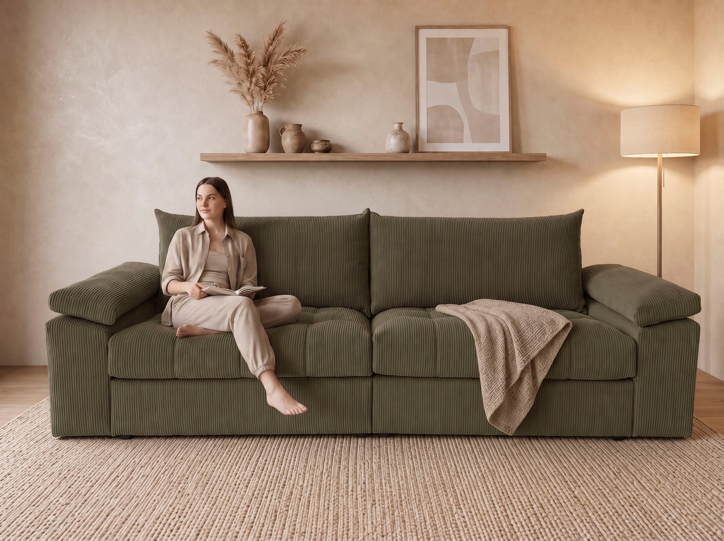 OTTO home Big-Sofa "Soft&Cosy Pik XXL, B: 303 cm, Mega Sofa in Cord" Lounge-Komfort mit edler Sitzsteppung, Federkern