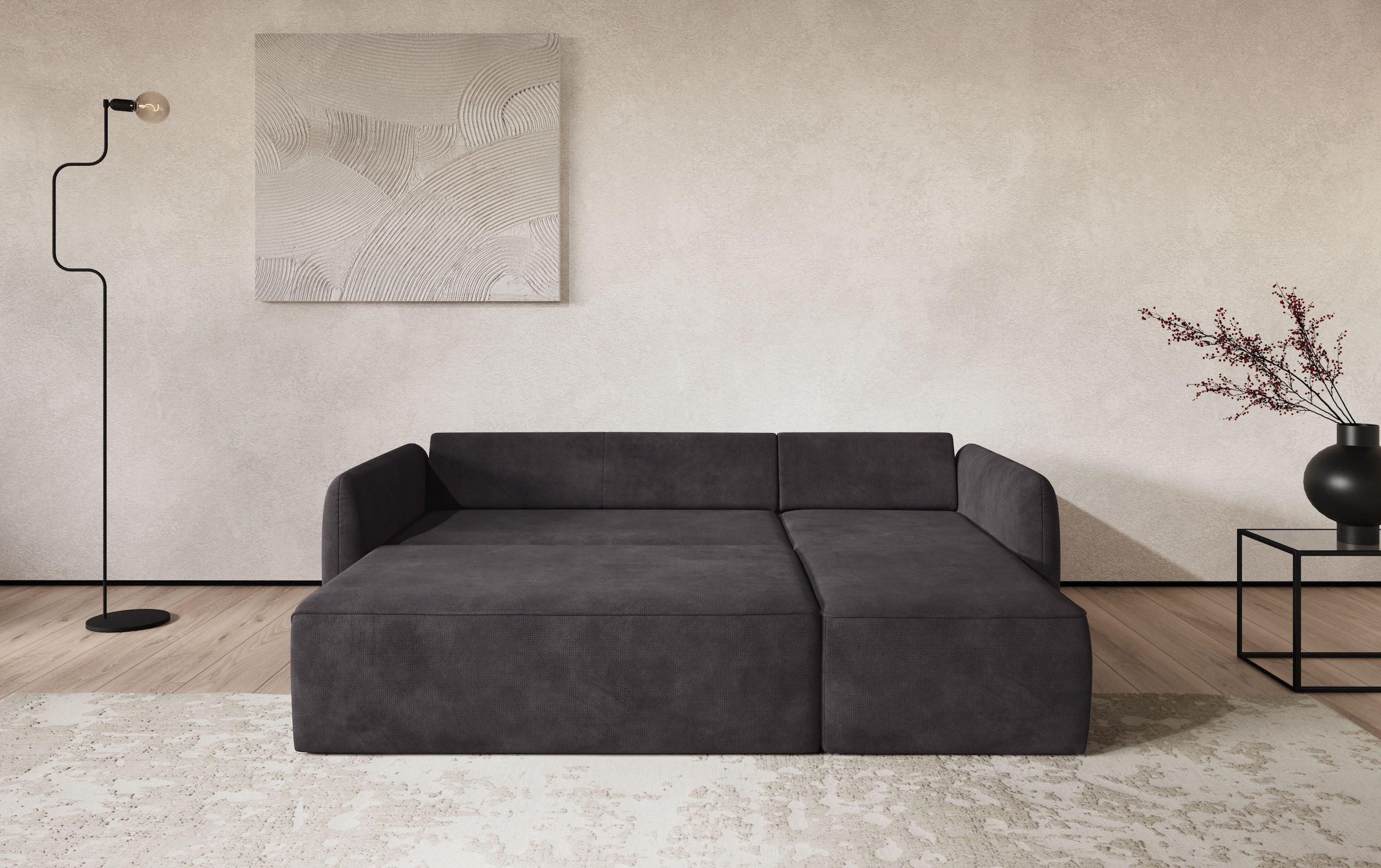 COTTA Ecksofa "Flow, bequem, L-Form, Breite 239 cm, schmale Armlehnen" wahlweise mit Schlaffunktion