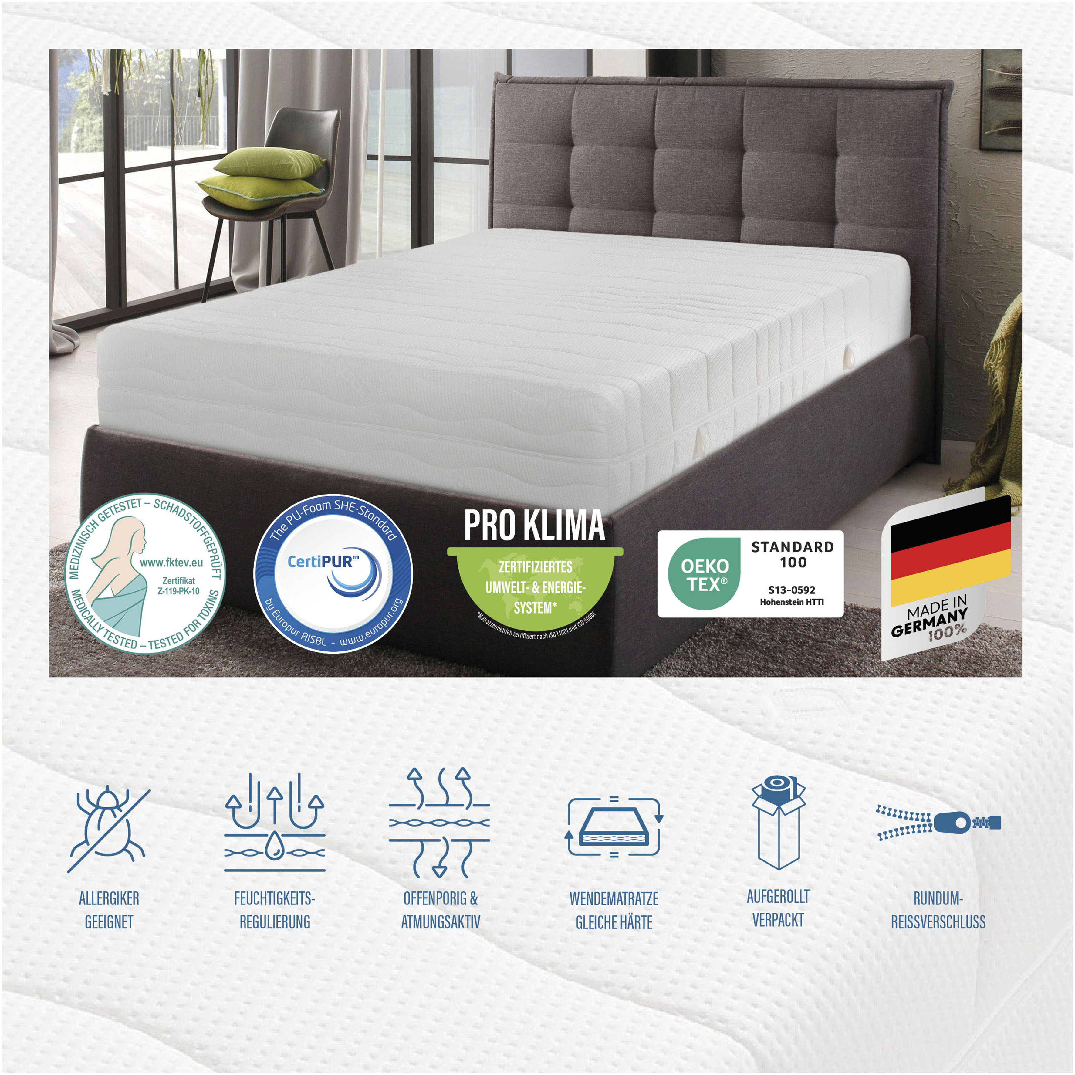 Thumbnail - Beco Komfortschaummatratze "Gigant Trio – GOLD Komfortschaummatratze in Luxus-Bettenhöhe" 30 cm hoch Raumgewicht: 35 kg/...