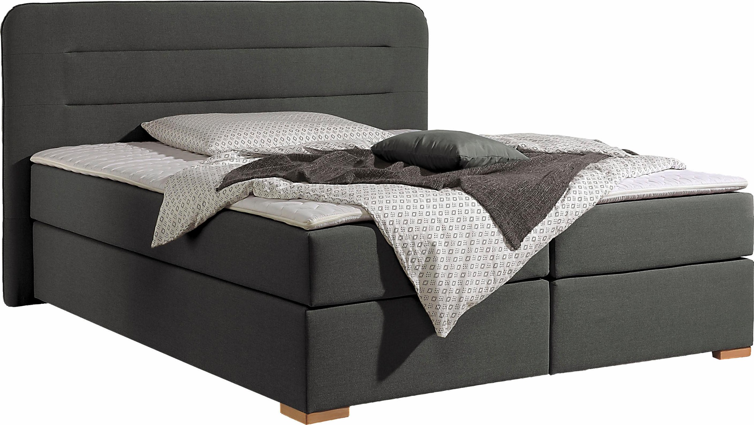 Home affaire Boxspringbett »Manchester«, 5 Breiten, 3 Ausführungen, 2 Härtegraden, Topper, Steppung