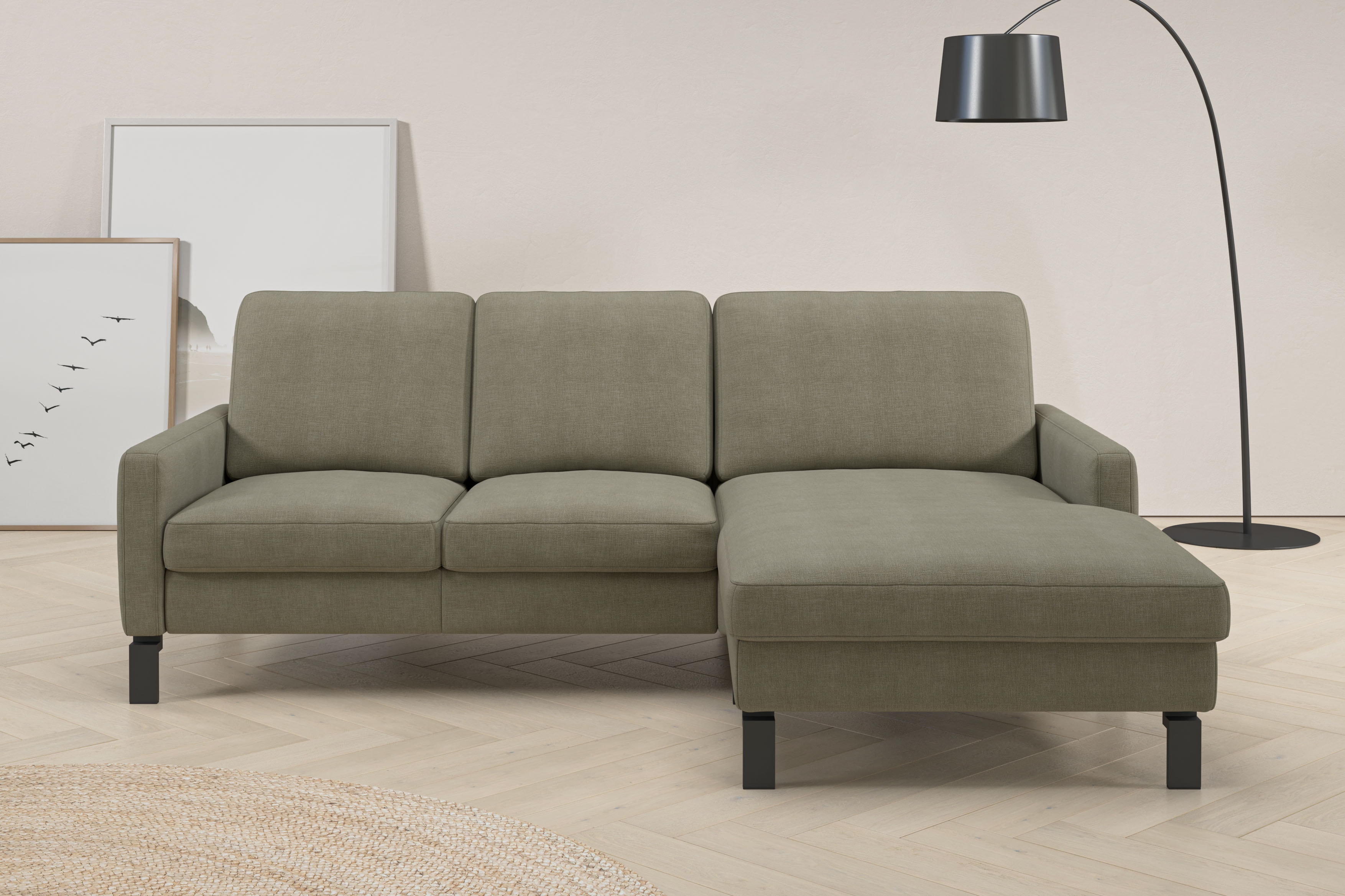 Home affaire Ecksofa "Lecce, L-Form, Federkernpolsterung, Breite 224 cm" inkl. saugroboterfreundliche Höhe & schmale Armlehnen