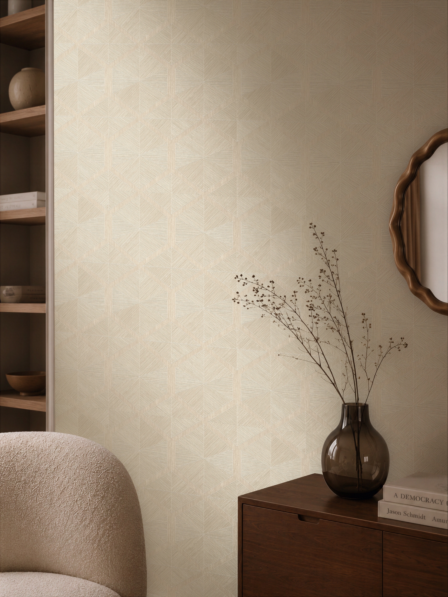 living walls Vliestapete "Cosiness Geometrie – Vorgeleimte 3D Vliestapete" 3D-Optik geometrisch leicht glänzend strukturiert Grafisches Geometriemuster mit strukturierter 3D-Wirkung