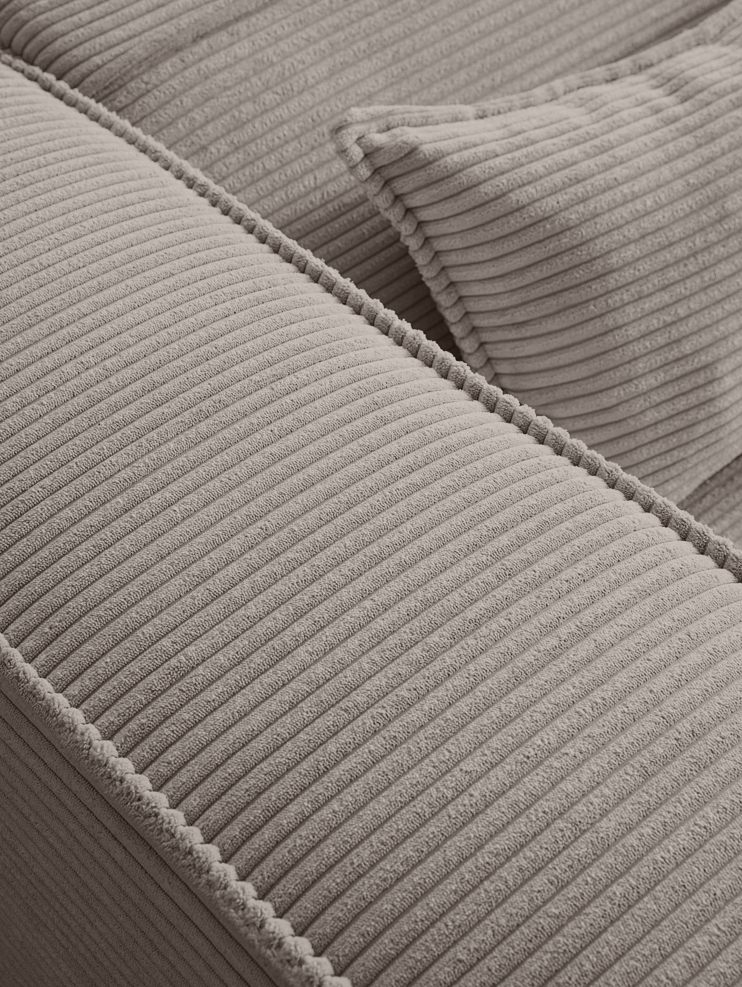 LeGer Home by Lena Gercke Ecksofa »PIARA mit Kedernaht, Cord, Leinenoptik o. Strukturstoff, Couch, L-Form«, wahlweise Ottomane rechts/links, schwarze Füße, bequemer Sitzkomfort