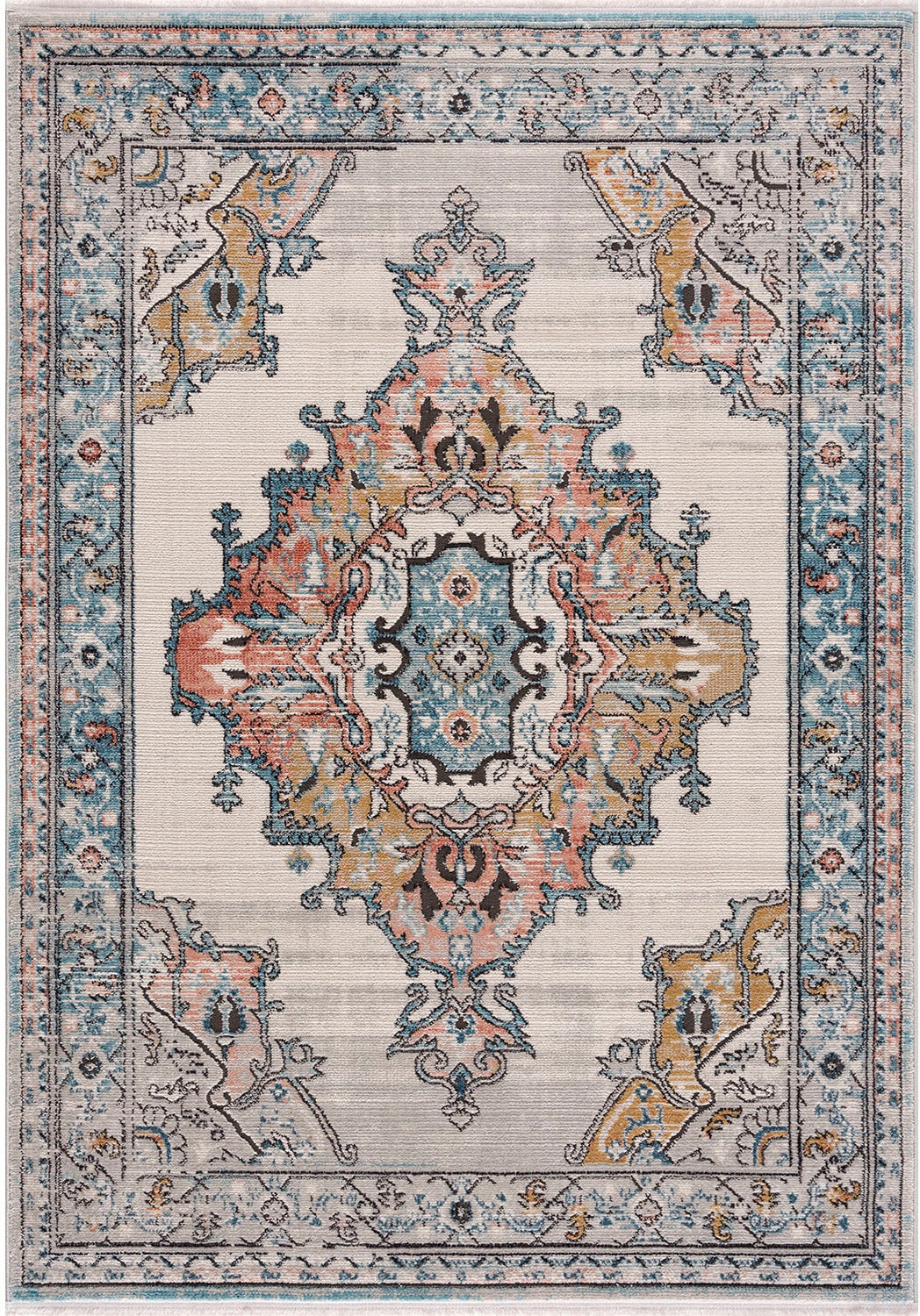 BAUR Carpet Used-Look, kaufen Fransen, 8640«, | Multicolor City mit rechteckig, Teppich Vintage-Teppich »Novel