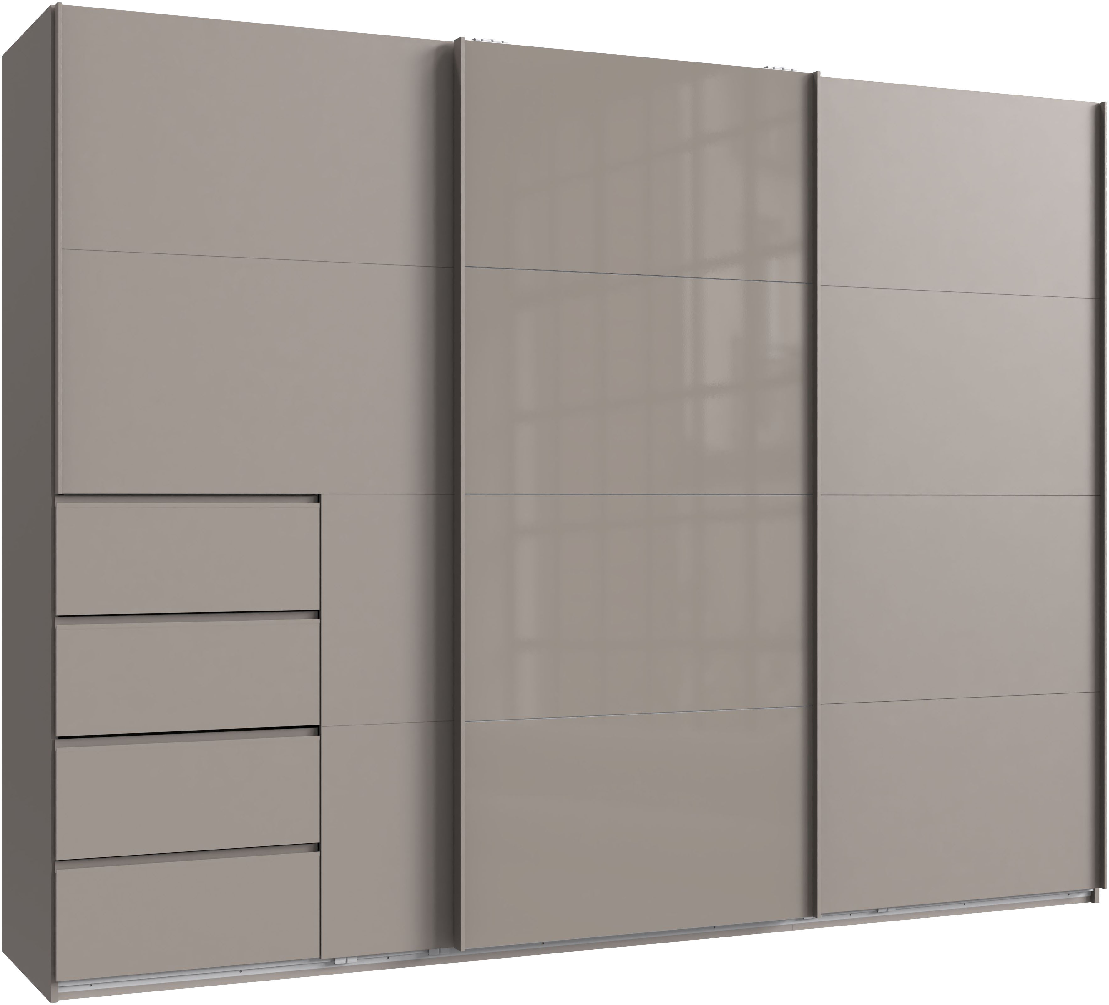 Wimex Schwebetürenschrank "Bali in den Breiten 180cm, 225cm & 270cm, Schrank mit Glaselement" Kleiderschrank erhältlich in den Farben; grafit und saharagrau