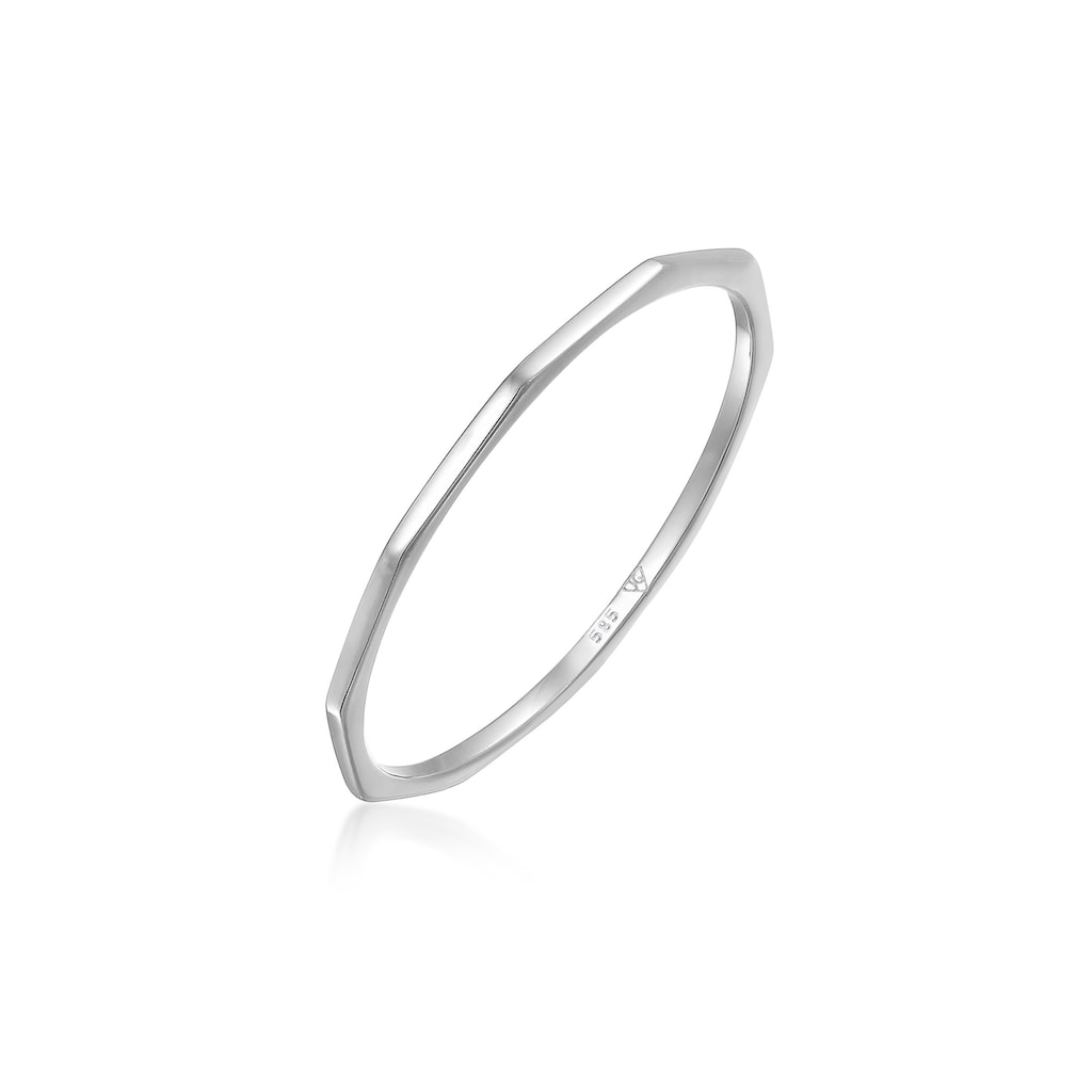 Elli Premium Fingerring »Bandring Geo Basic Minimal Look 585 Weißgold«