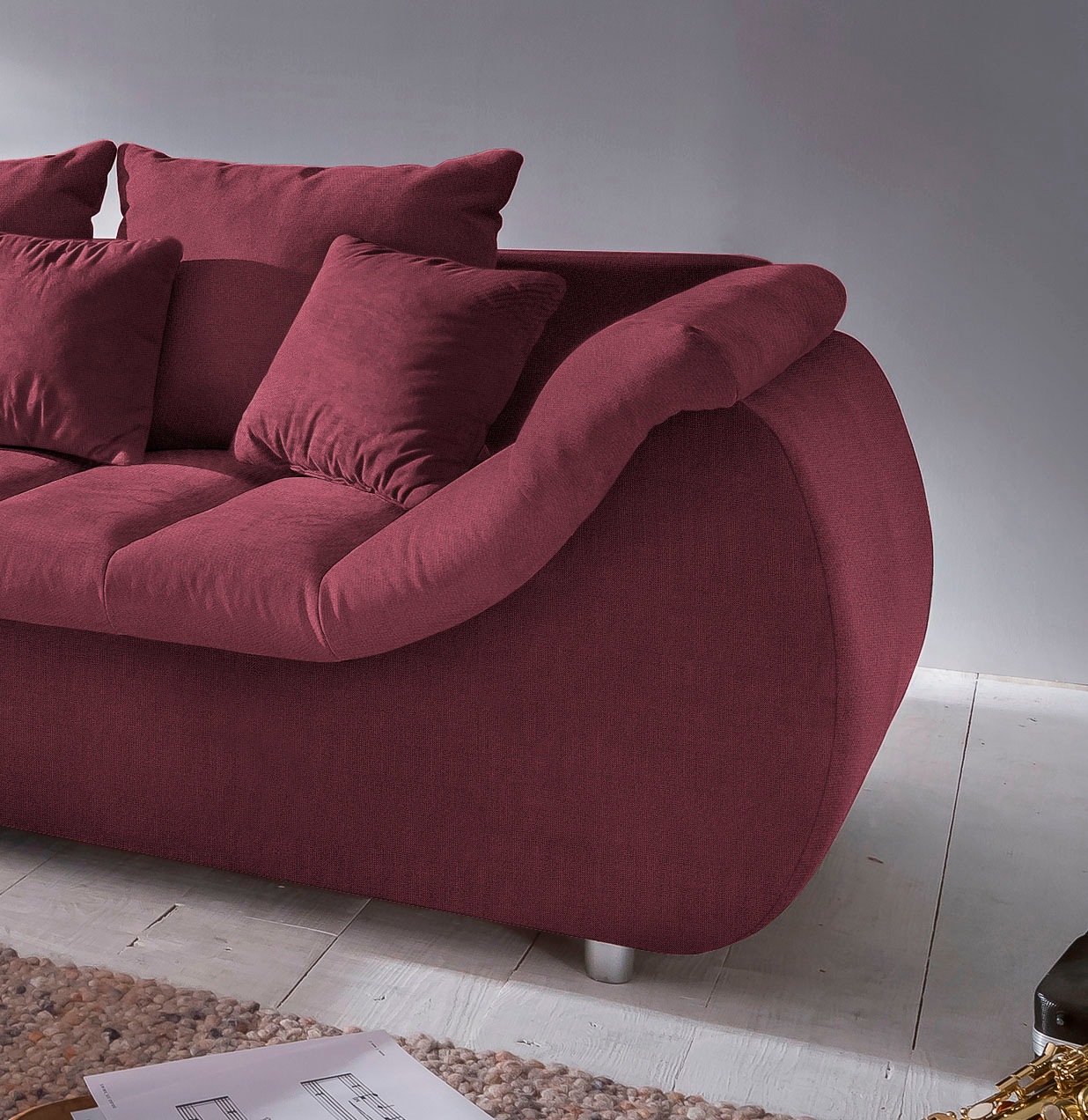 INOSIGN Ecksofa »Imola elegant und bequem, aktuelle Steppung im Sitz, L-Form«, wahlweise mit Bettfunktion