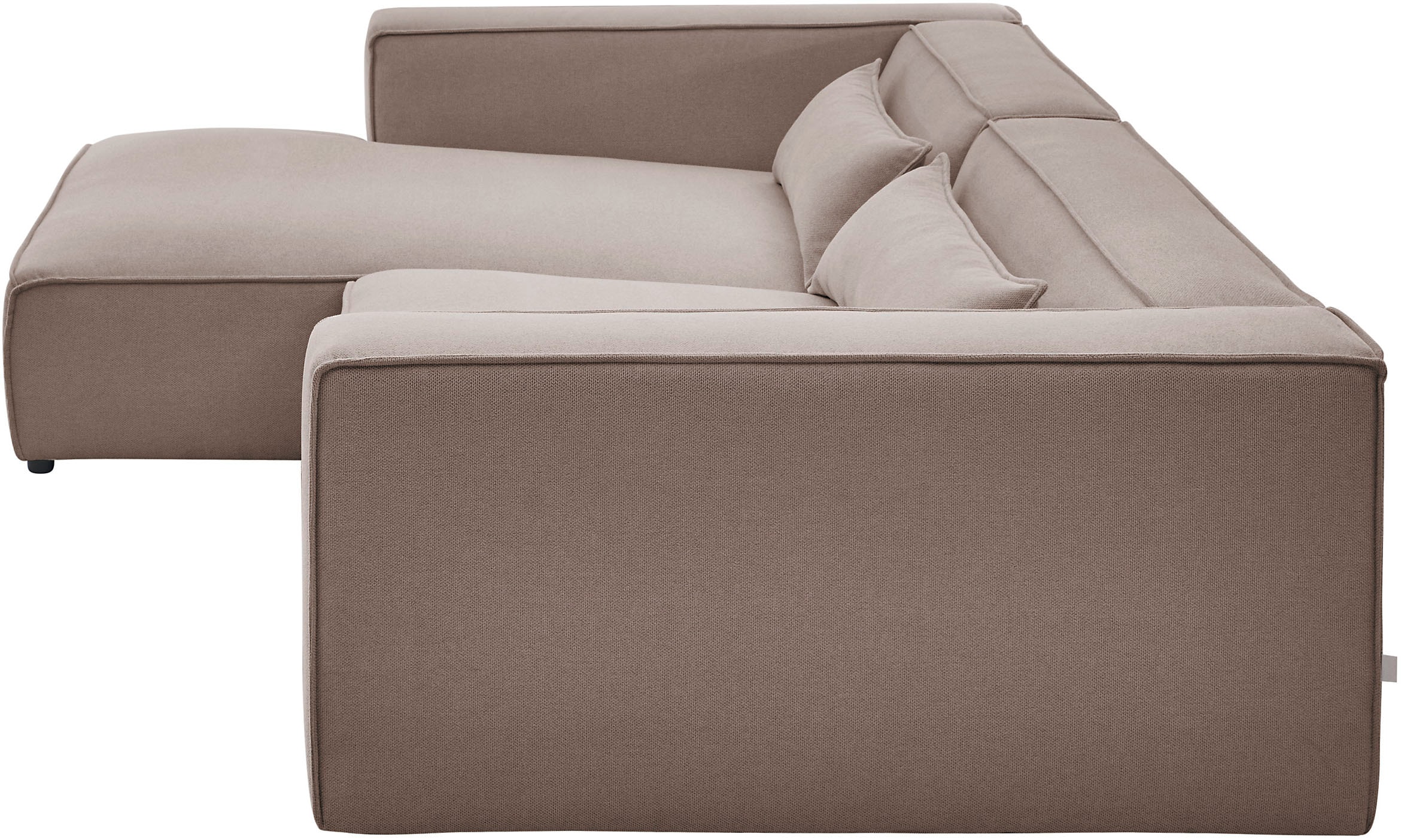 LeGer Home by Lena Gercke Ecksofa »PIARA XXL, Big-Sofa, Cord, Leinenoptik o. Strukturstoff, L-Form«, wahlweise Ottomane rechts/links, Kedernaht, extra tiefe Sitzfläche