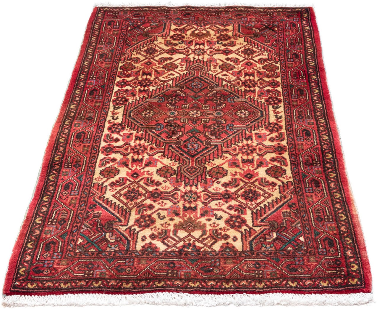 Wollteppich »Hosseinabad Medaillon Marrone chiaro 118 x 79 cm«, rechteckig, 10 mm...