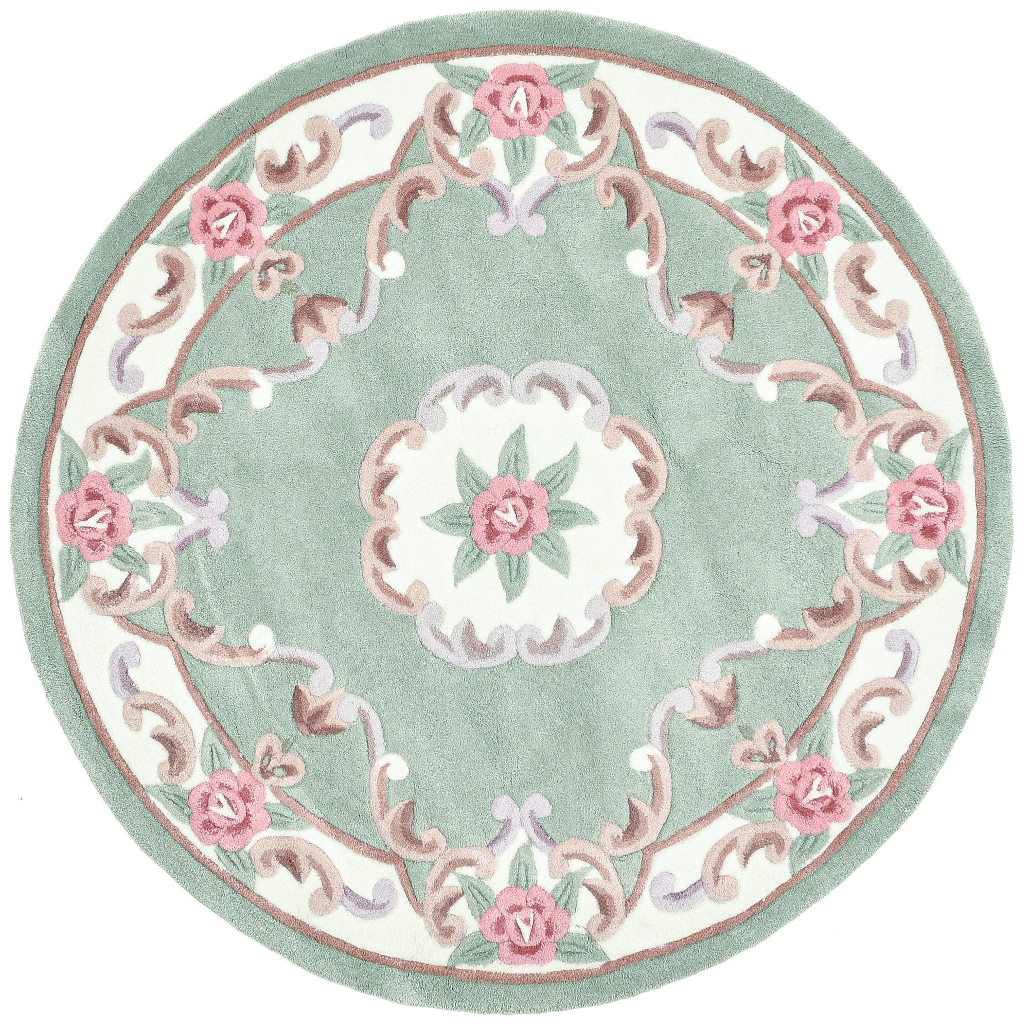 THEKO Teppich »Ming, handgetuftet« rund 14 mm Höhe Pastell-Farben, florales Design, auch in oval & rund, Wohnzimmer